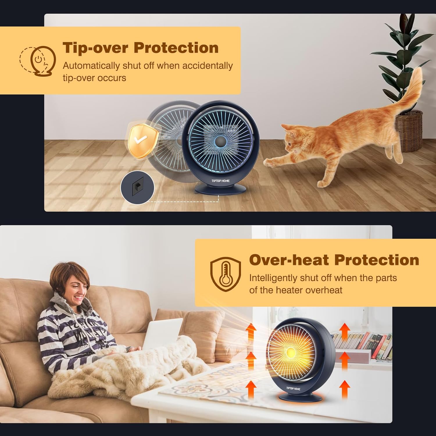 Bubbacare 1200W Electric Desk Heater with 2 Heat Settings