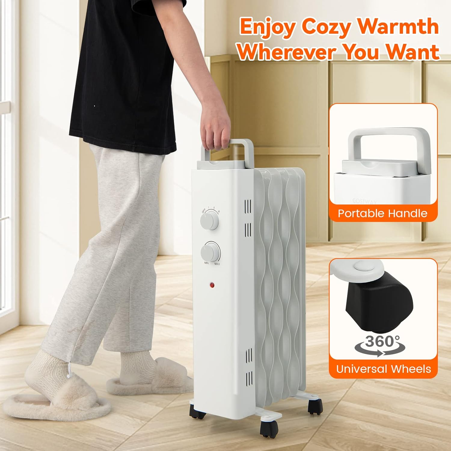 Tangkula 1500W Oil Filled Heater with 3 Modes and Thermostat 1