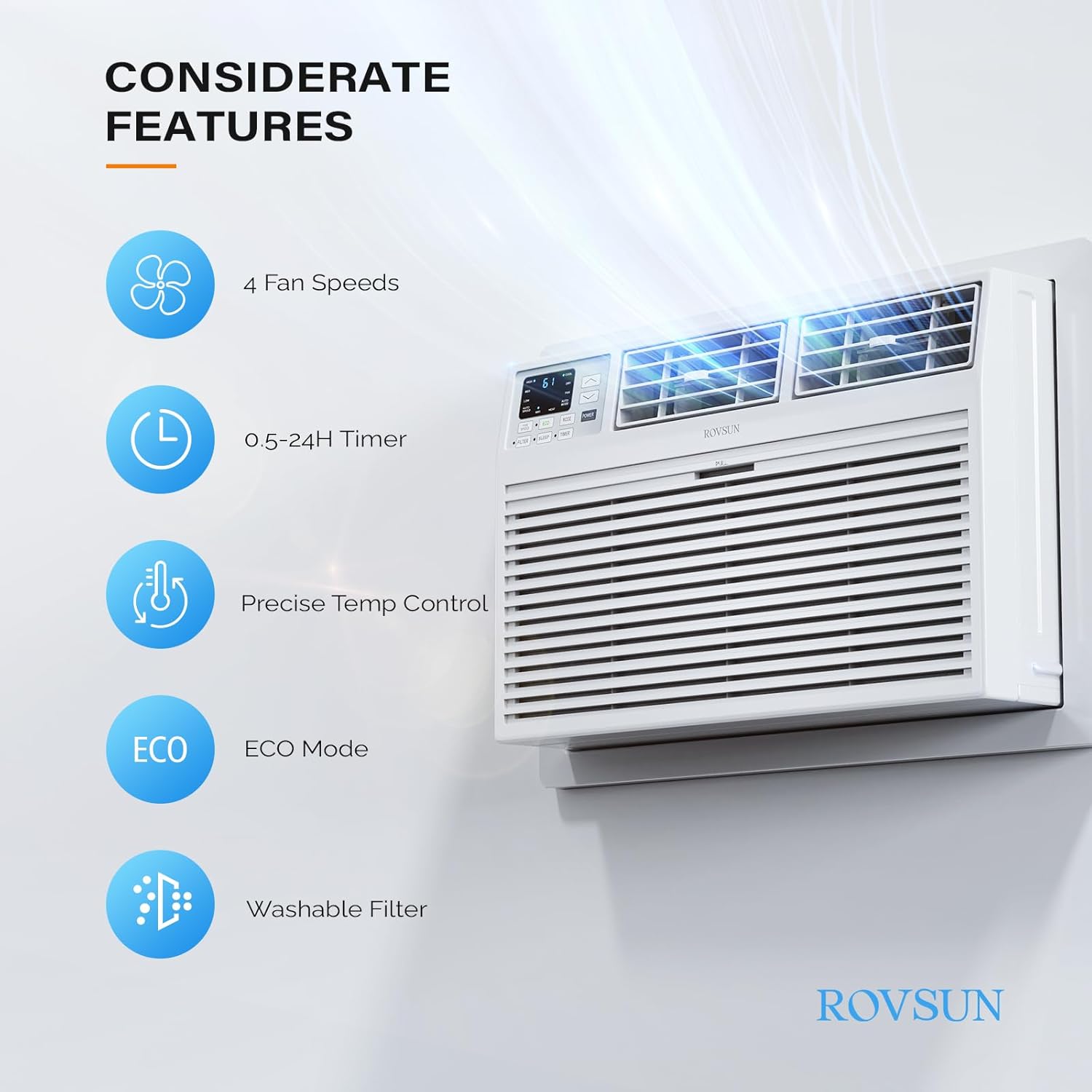 ROVSUN 10000 BTU Wall AC Unit with Remote Control 1