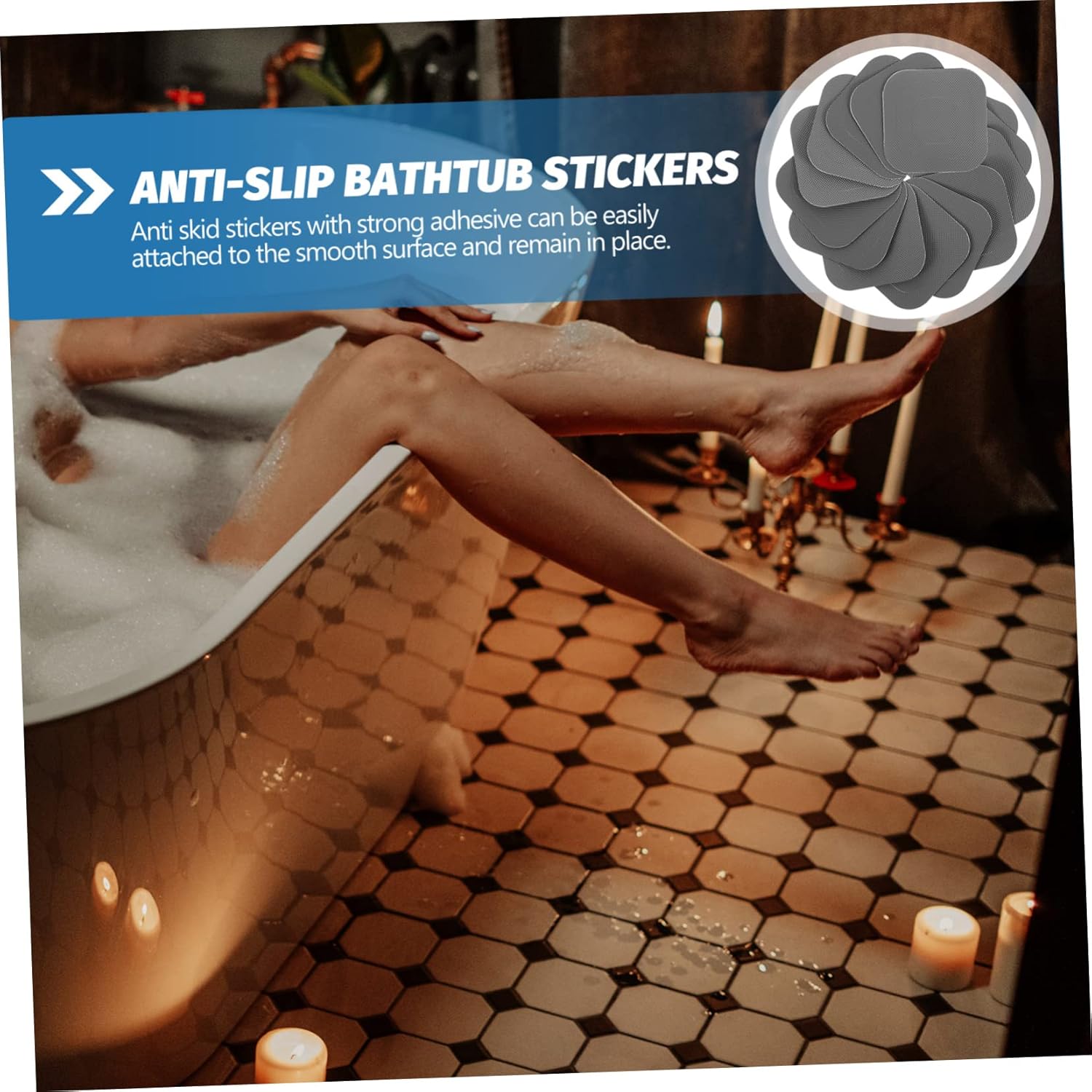 CANIGHT Non-Slip Bathtub Stickers 20pcs Peva Mat Safety Decals