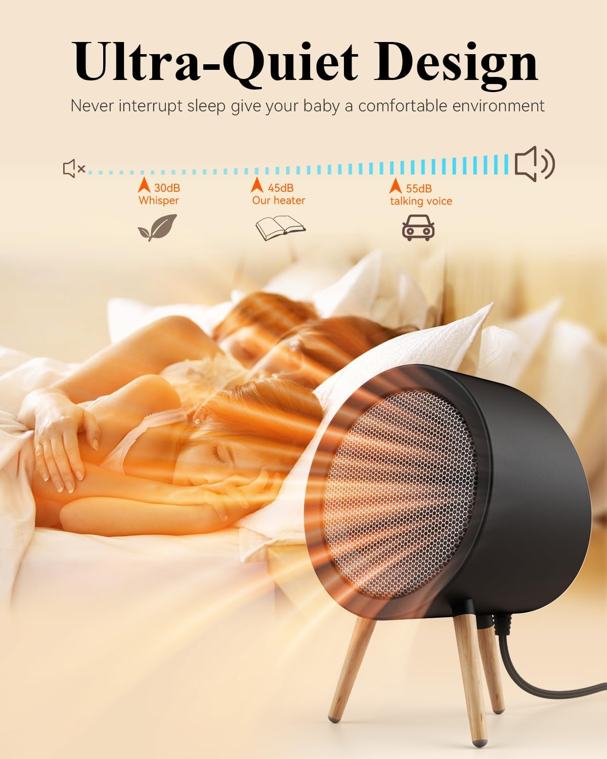 Gaiatop Electric Desk Heater with 4X Safety 2s PTC Heating Black