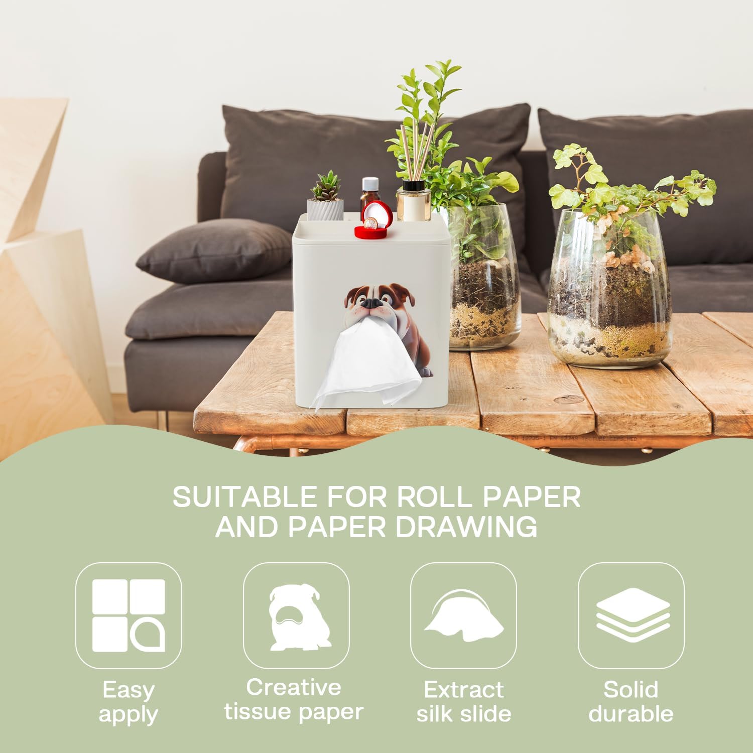 Funny Tissue Box Cover with Cute Puppy Design 1