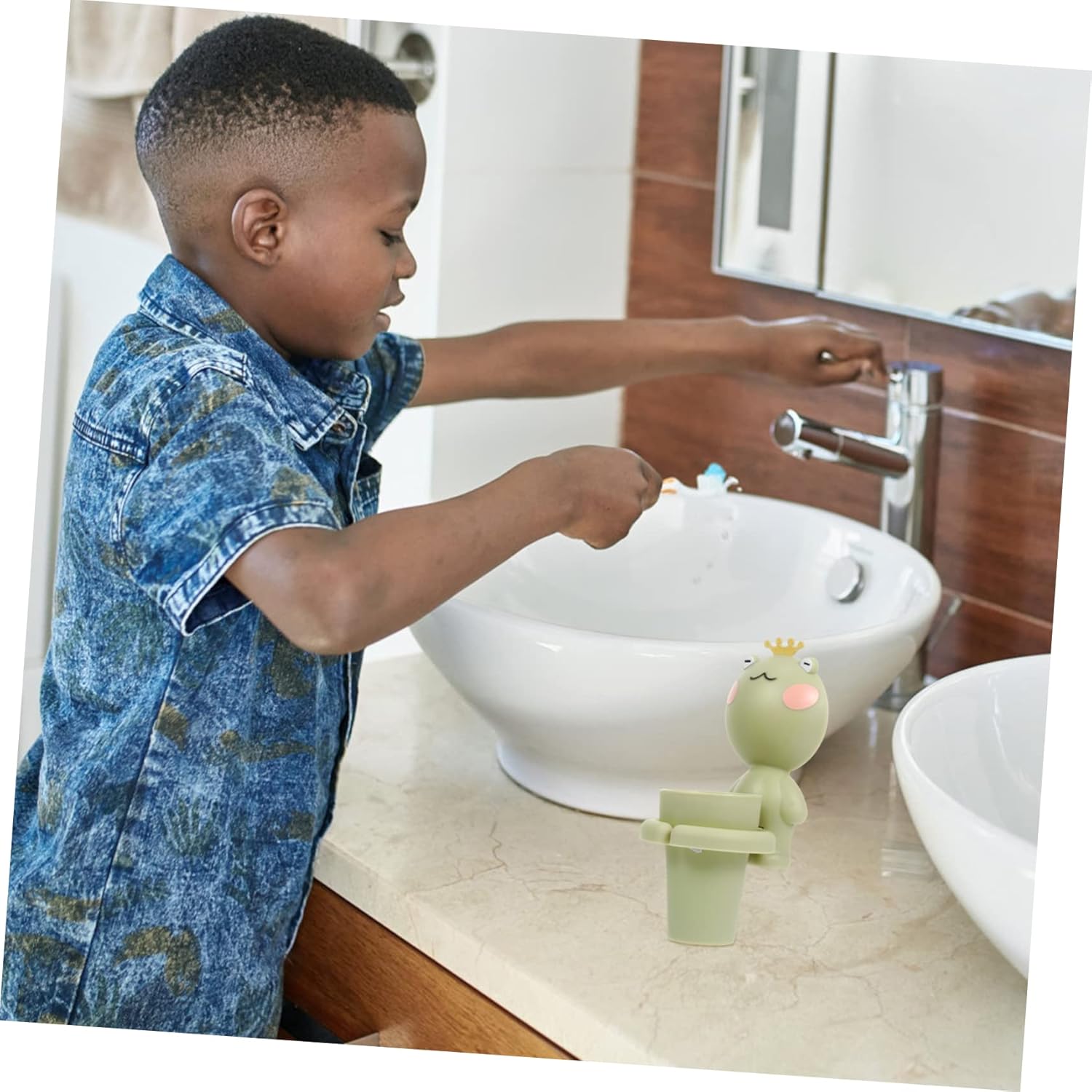 LIFKOME Cartoon Gargle Tool with Toothbrush Cup Holder for Bathroom Organization
