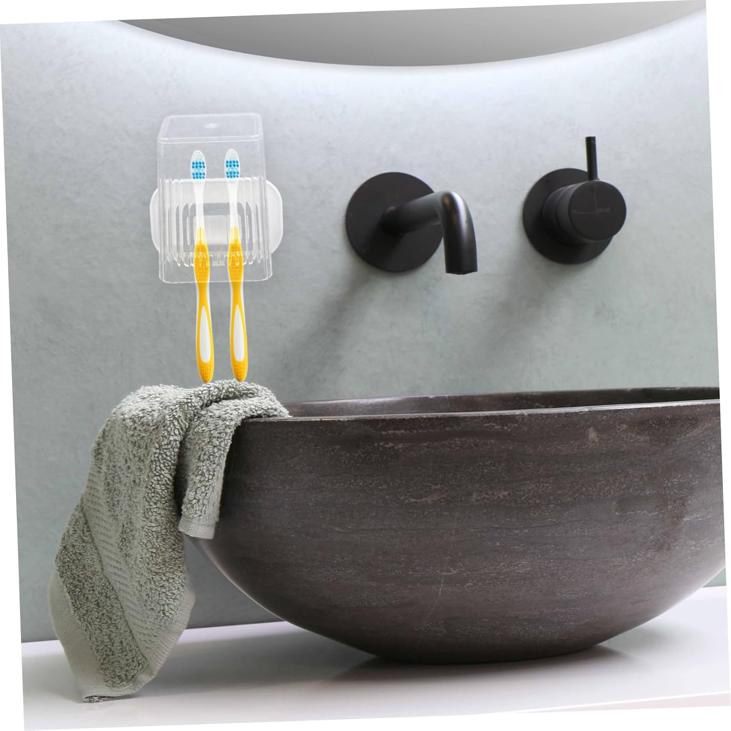 GLEAVI Wall-Mounted Toothbrush Holder with Cup Stand