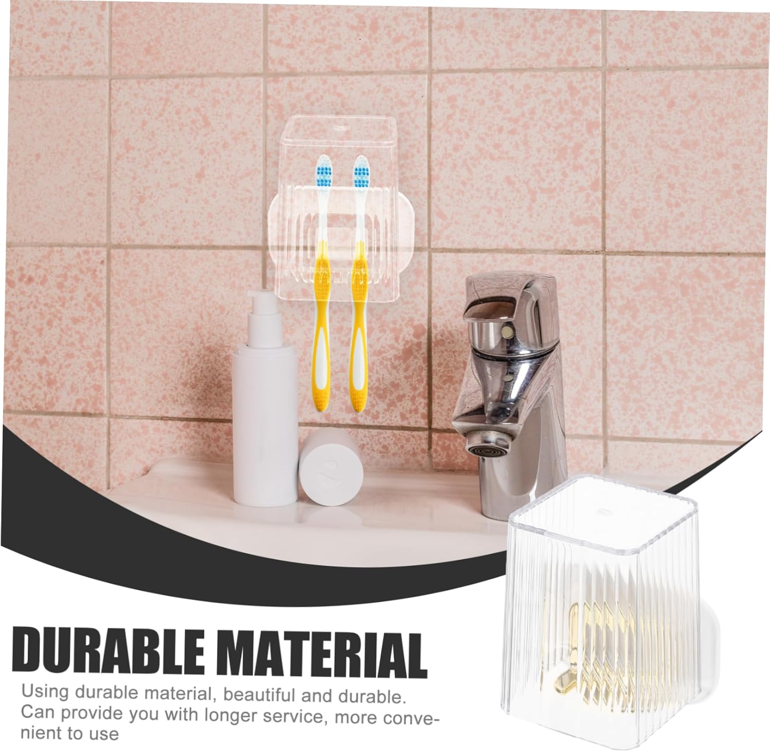 Wall Toothbrush Holder with 2 Slots - No Drill Design