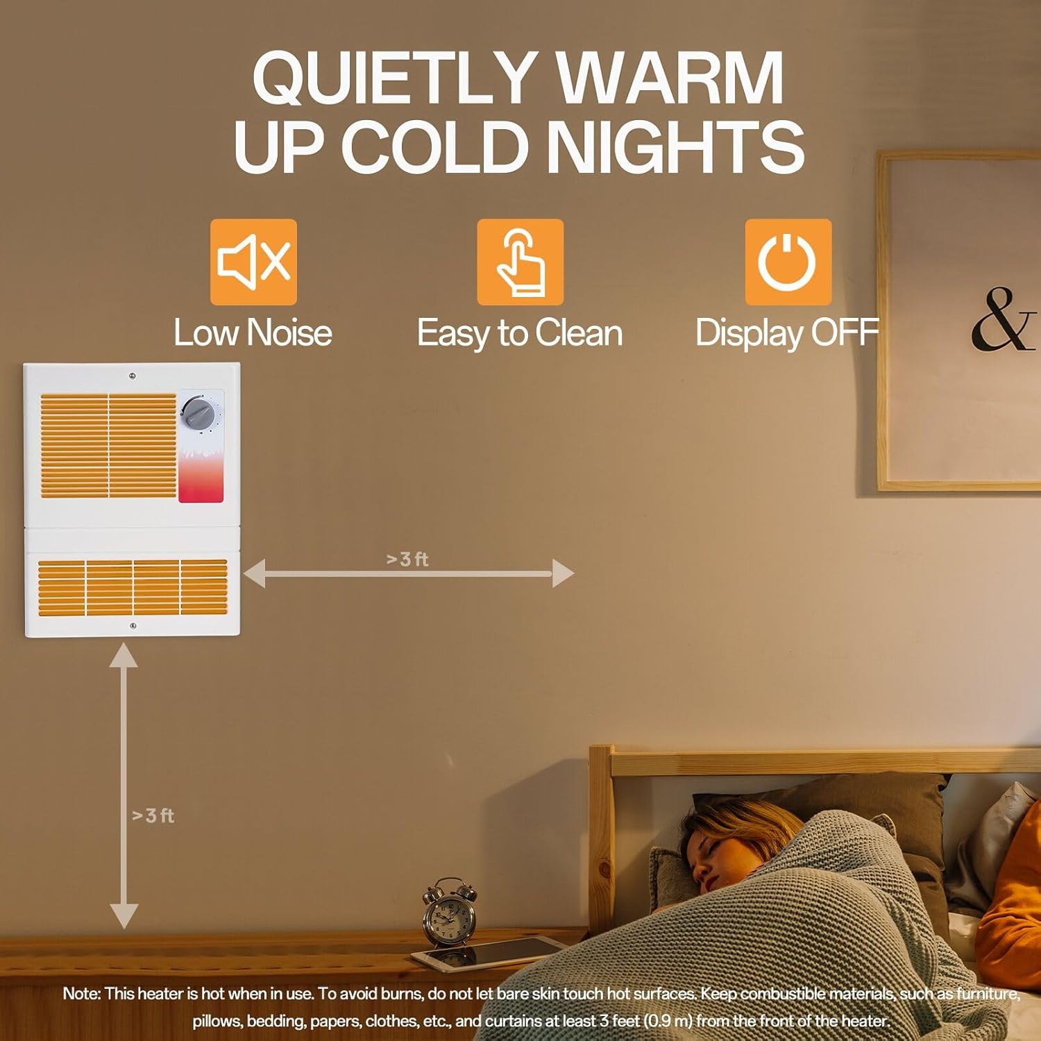 HAI FEIPN Upgraded 9815WH Wall Heater with Adjustable Thermostat