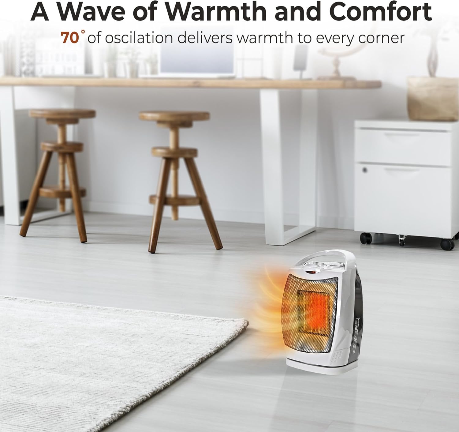 Comfort Zone Oscillating Electric Space Heater with Adjustable Thermostat and Safety Features