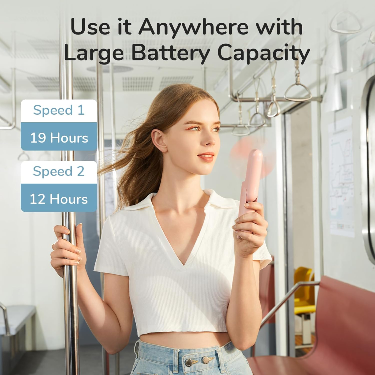 JISULIFE 3 In 1 USB Fan with Flashlight and Power Bank