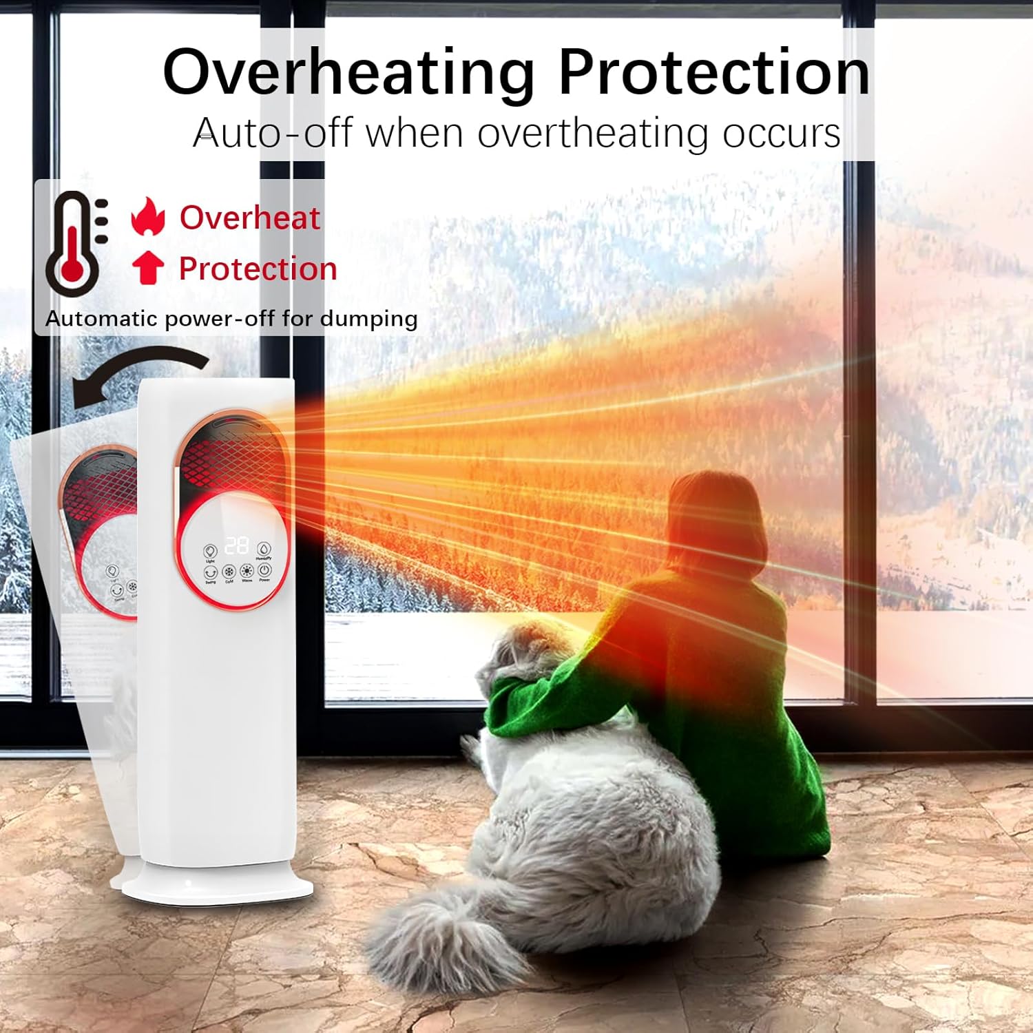 XWLAI Bladeless Tower Fan and Heater Combo with Humidifier
