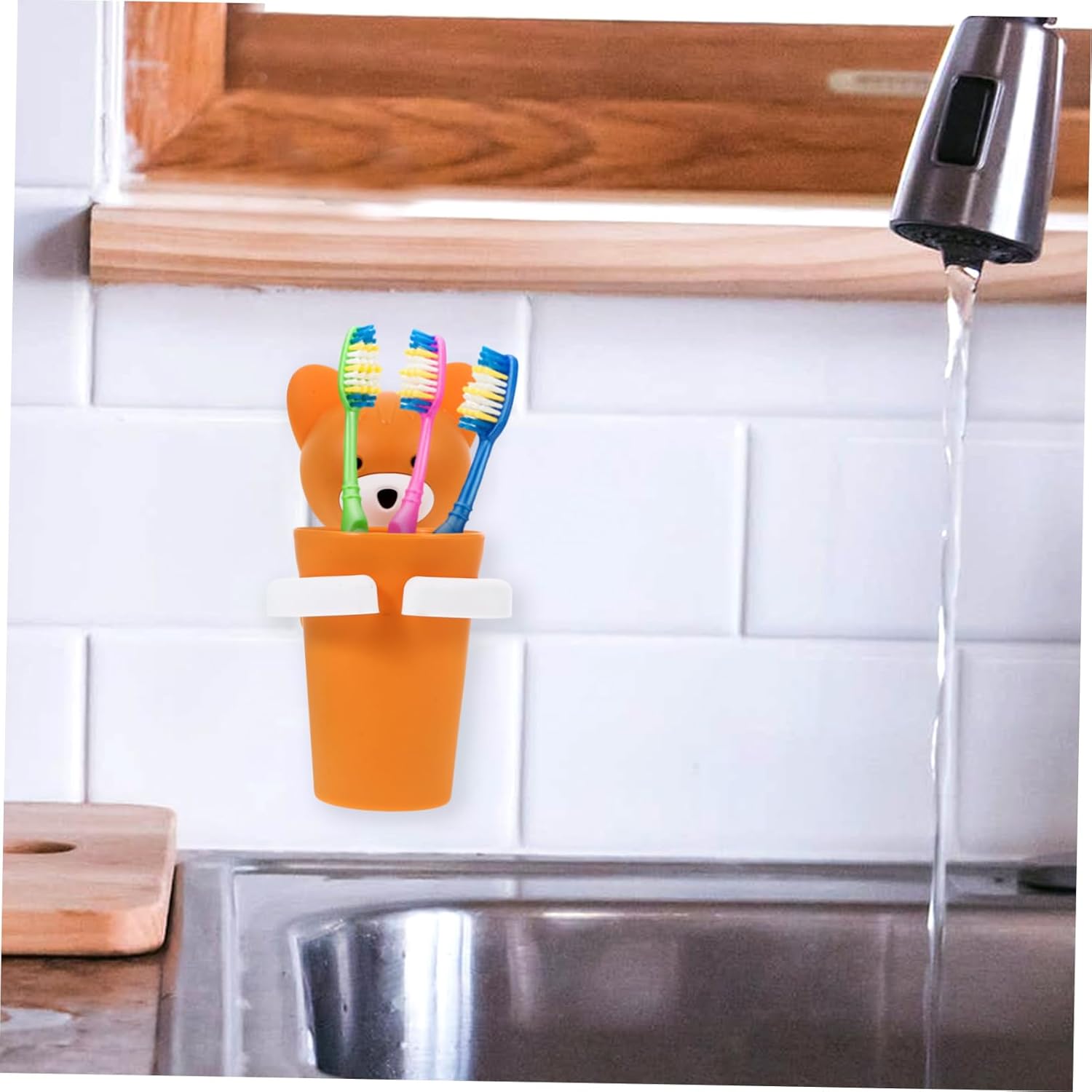 Wall-Mounted Toothbrush Cup Holder No Drill Required