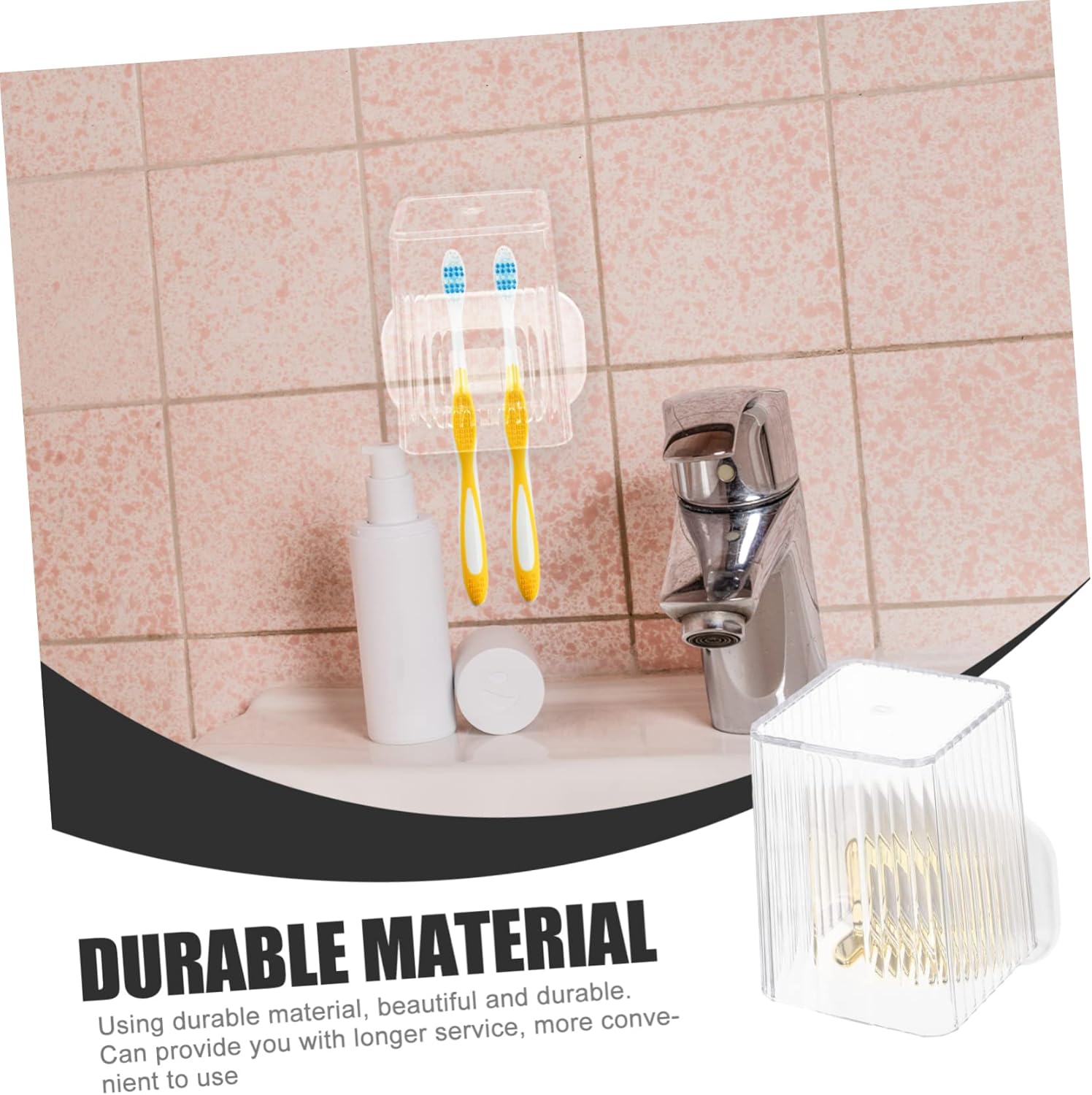 GLEAVI Wall-Mounted Toothbrush Holder with Cup Stand