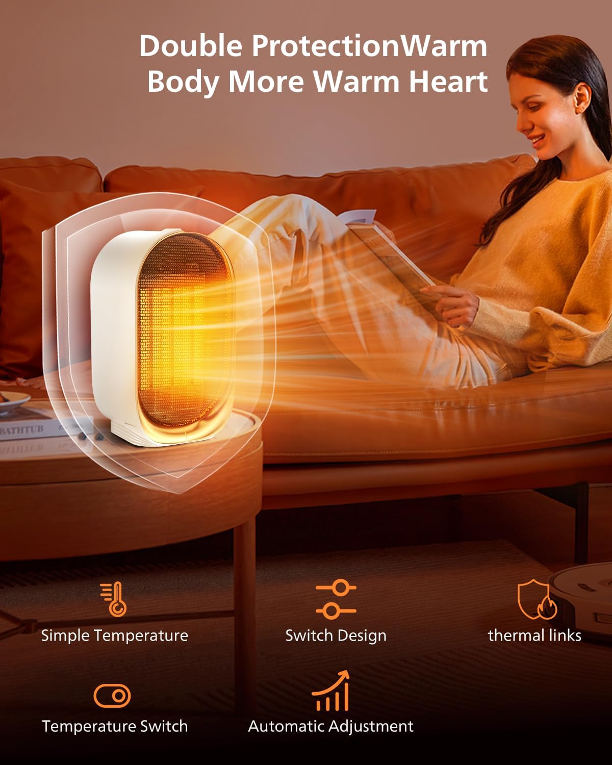 QQT Portable Space Heater with 2-Speed and Triple Protection