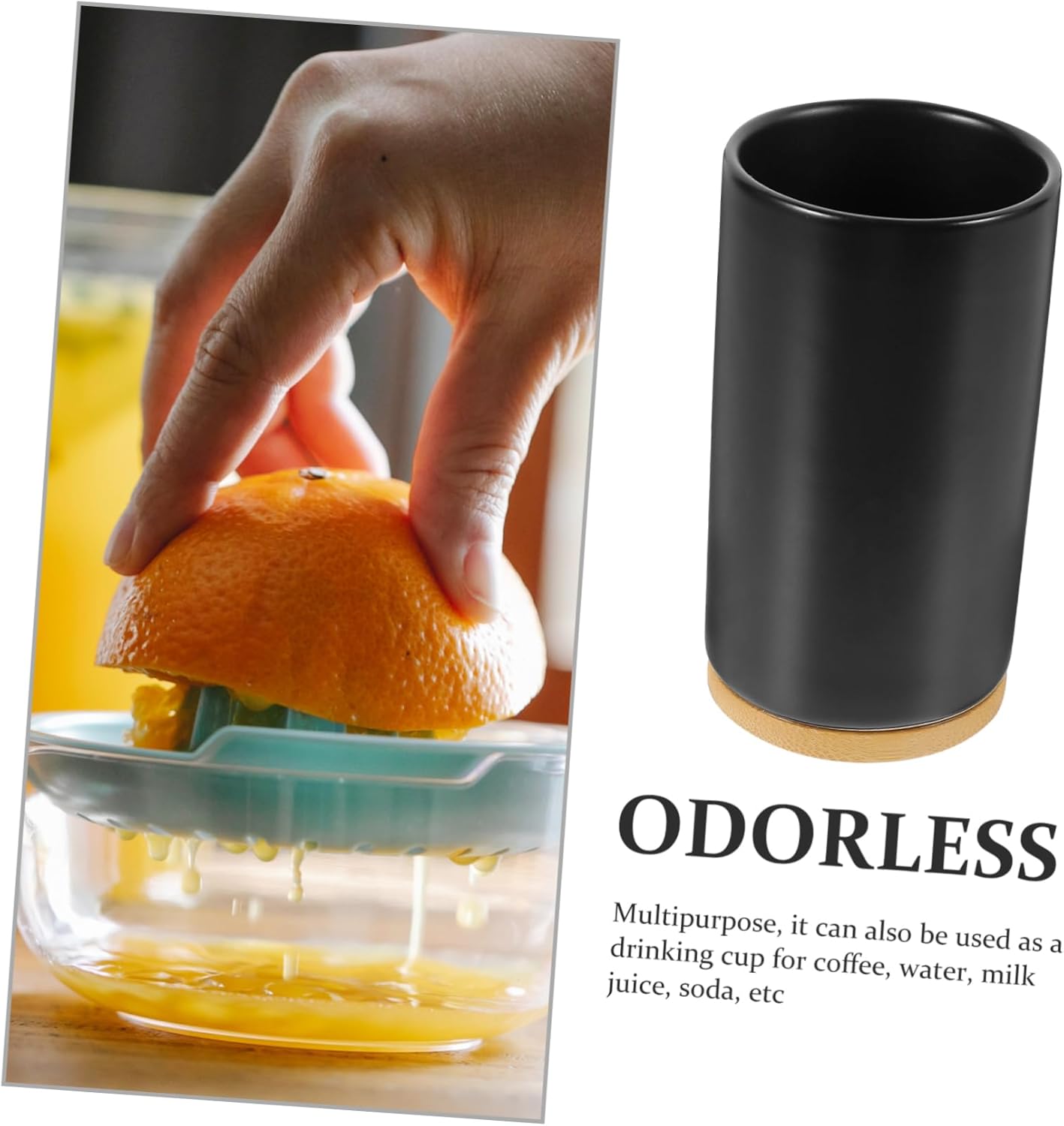 BRIGHTFUFU Cylinder Ceramic Toothbrush Cup Black Decorative