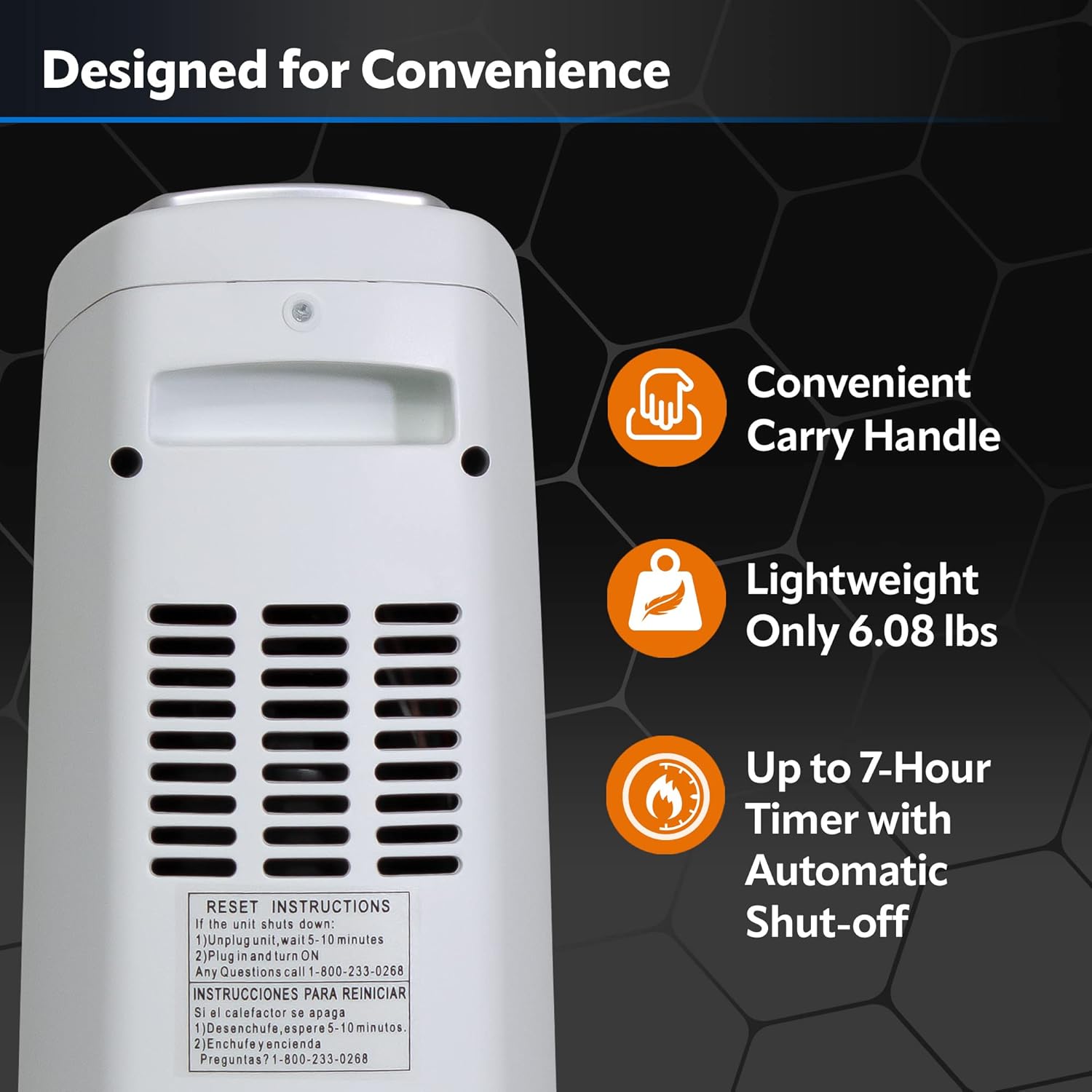 Lasko Oscillating Ceramic Tower Heater with 1500W and Overheat Protection