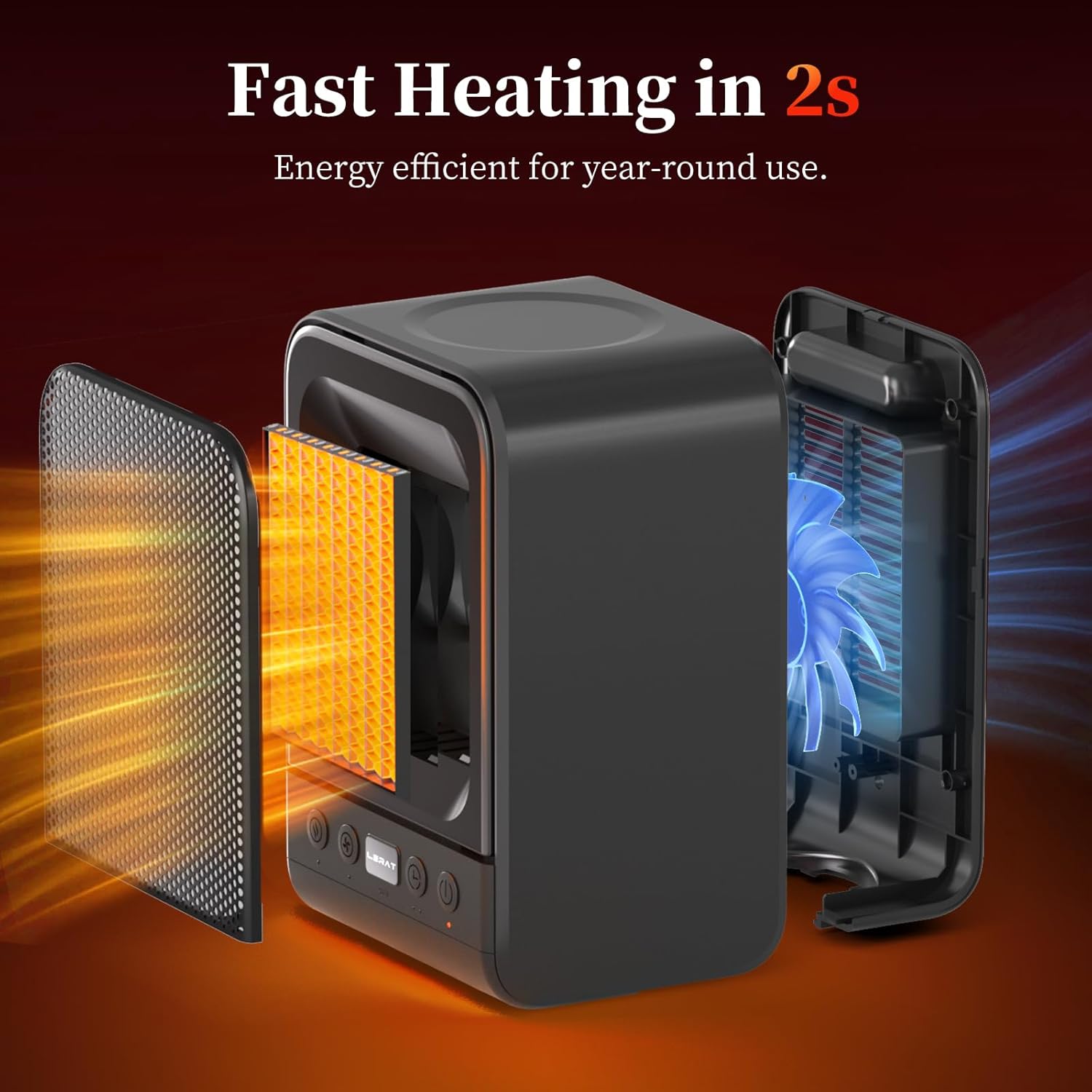 Lerat Space Heater 1500W PTC Fast Heating Black