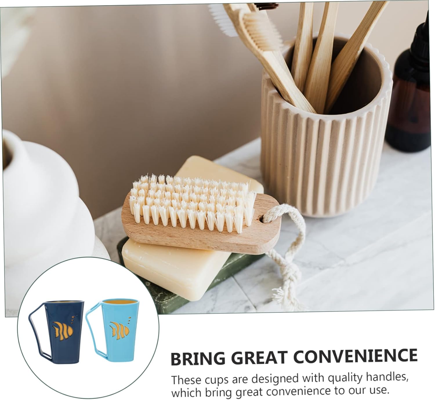 Hemoton Tooth Brushing Cups Set 2 Pack Reusable