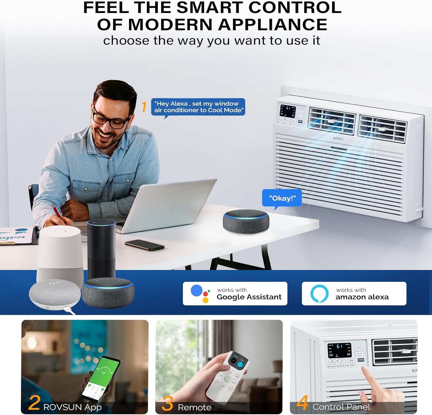 ROVSUN Smart 8000 BTU Wall AC with Heat and Voice Control