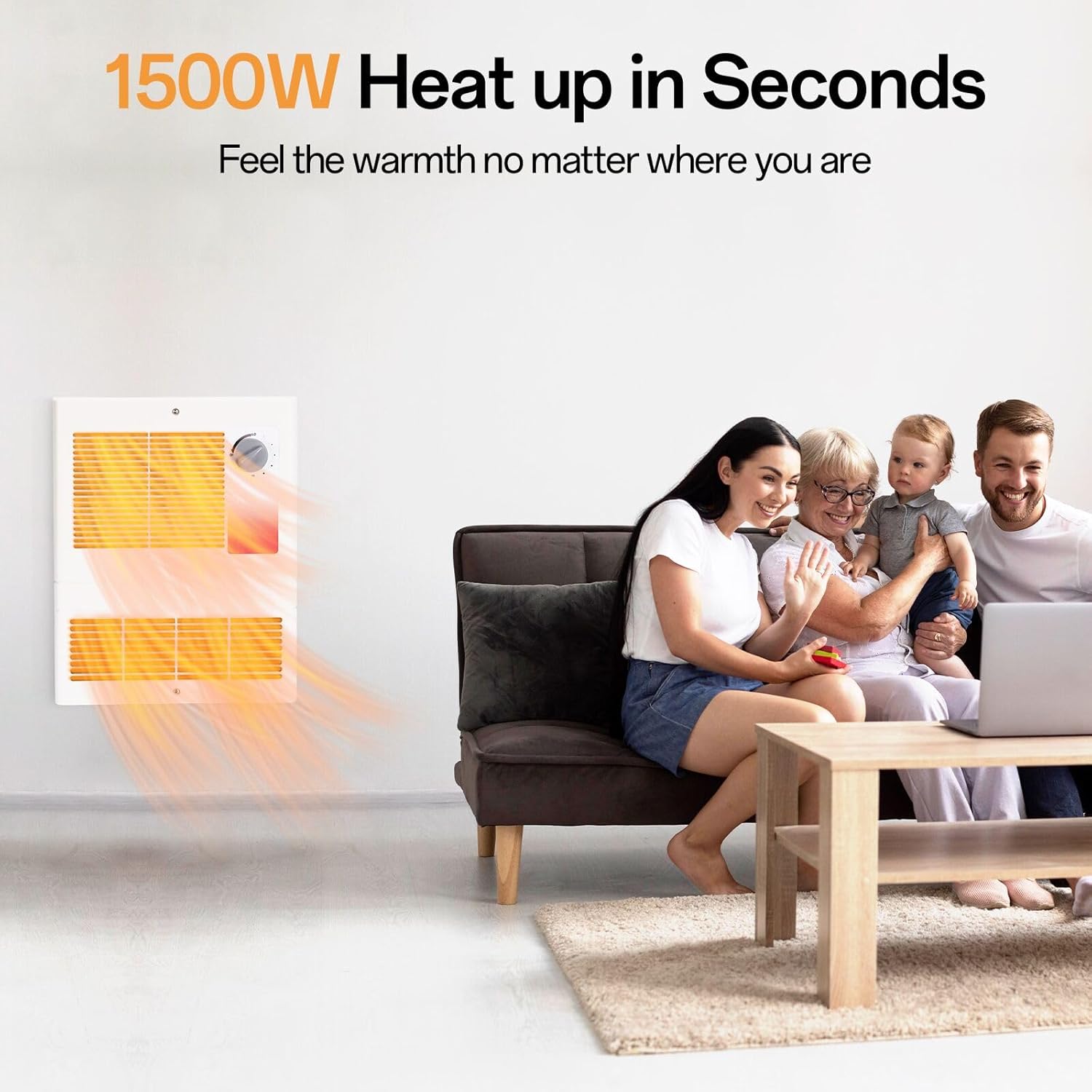HAI FEIPN Upgraded 9815WH Wall Heater with Adjustable Thermostat