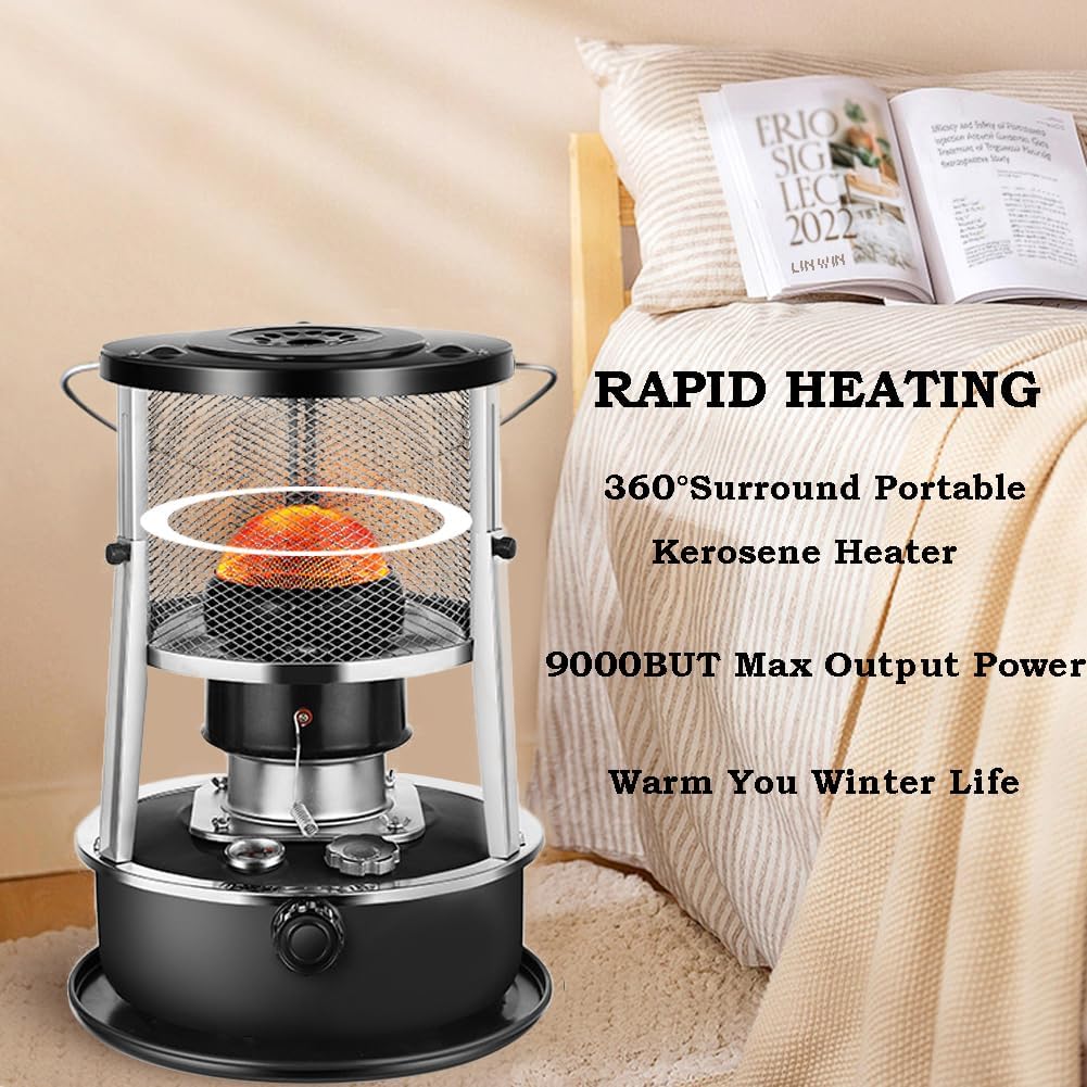 LINWIN 2 in 1 Kerosene Heater Stove 9000 BTU Black