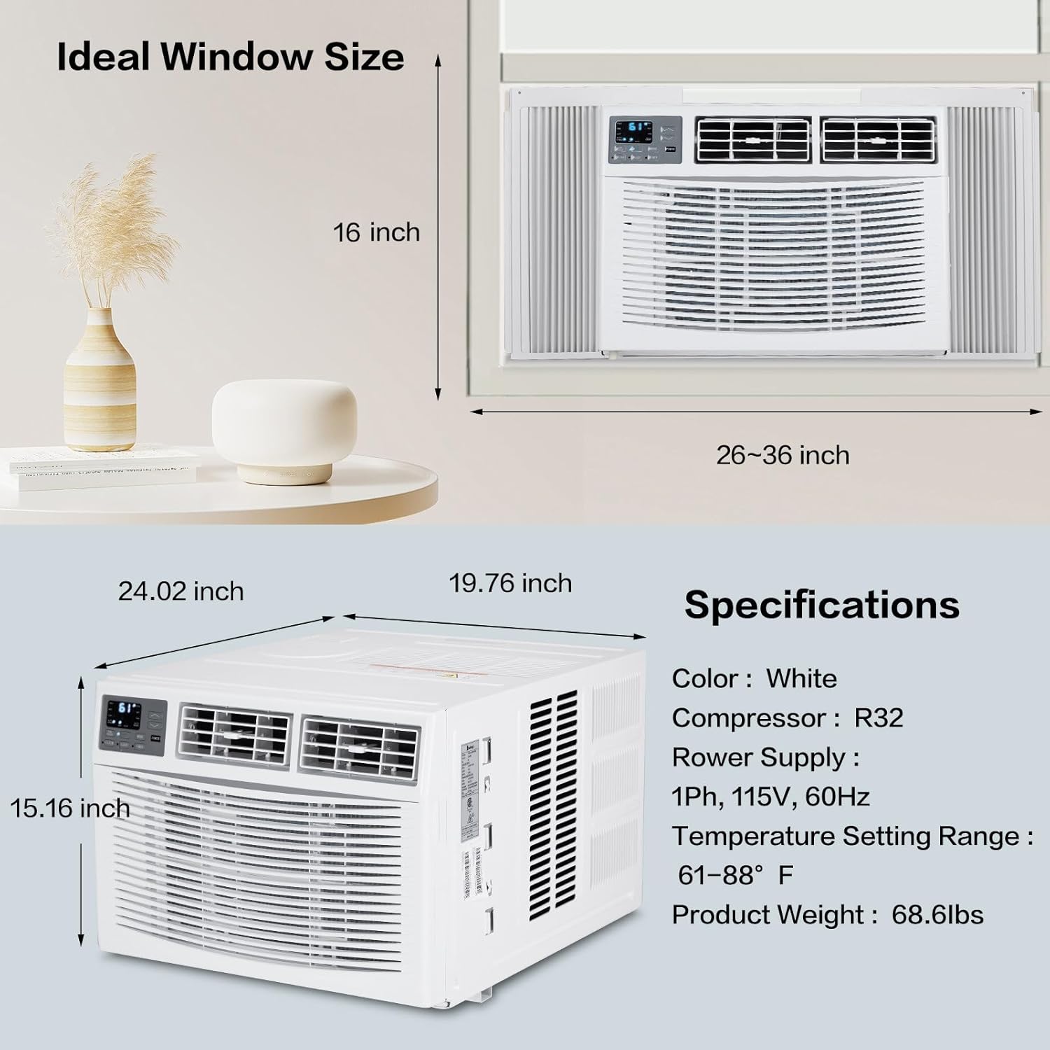 ROVSUN 8000 BTU Window AC Unit with Heat