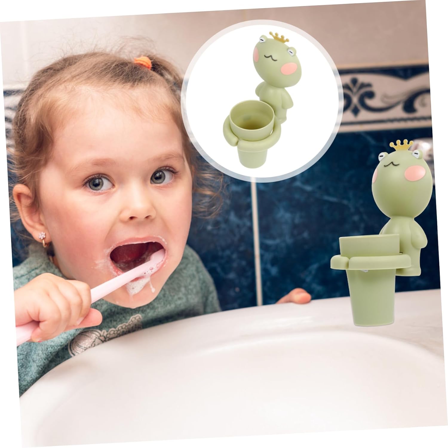 BUGUUYO Cartoon Toothbrush Cup Holder for Wall Mount Bathroom Organization