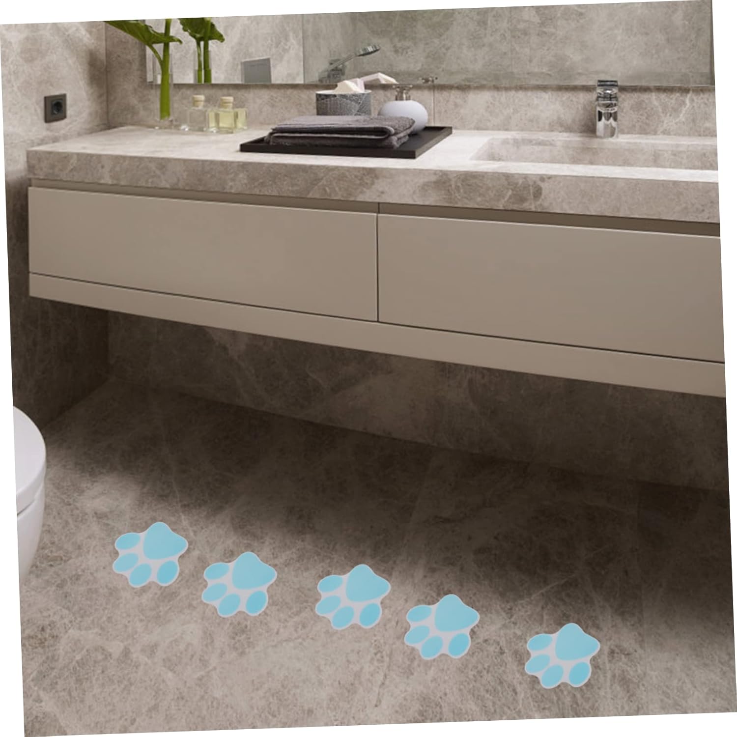 Garneck 10pcs Blue Paw Print Non-Slip Bathtub Stickers