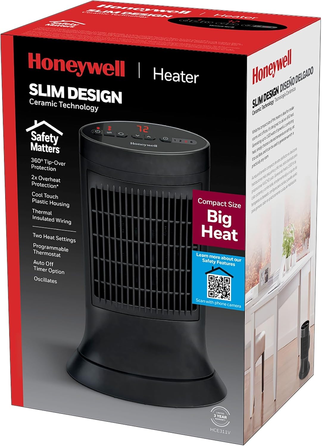 Honeywell HCE311V Compact Ceramic Tower Heater 1