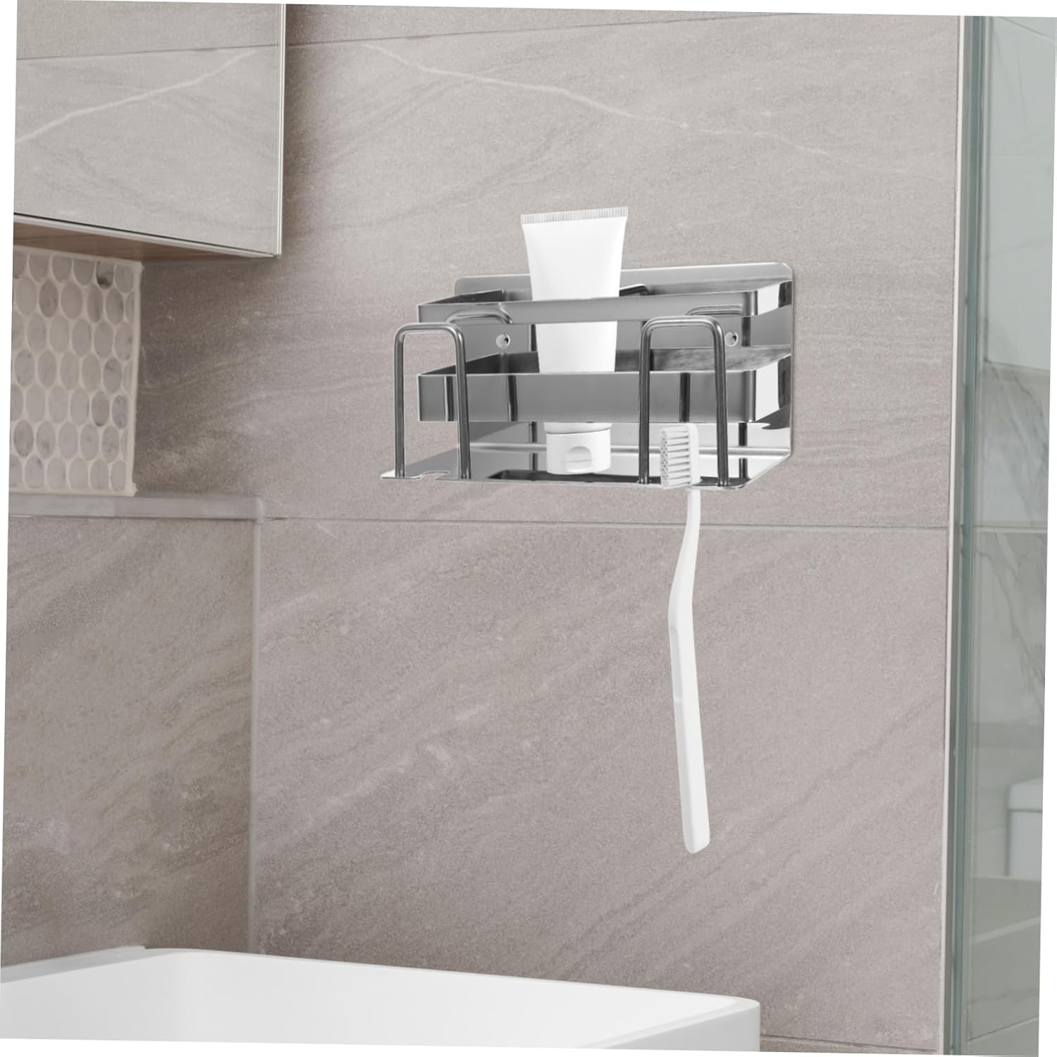 LIFKOME Wall-Mounted Toothbrush Holder with Cup Stand
