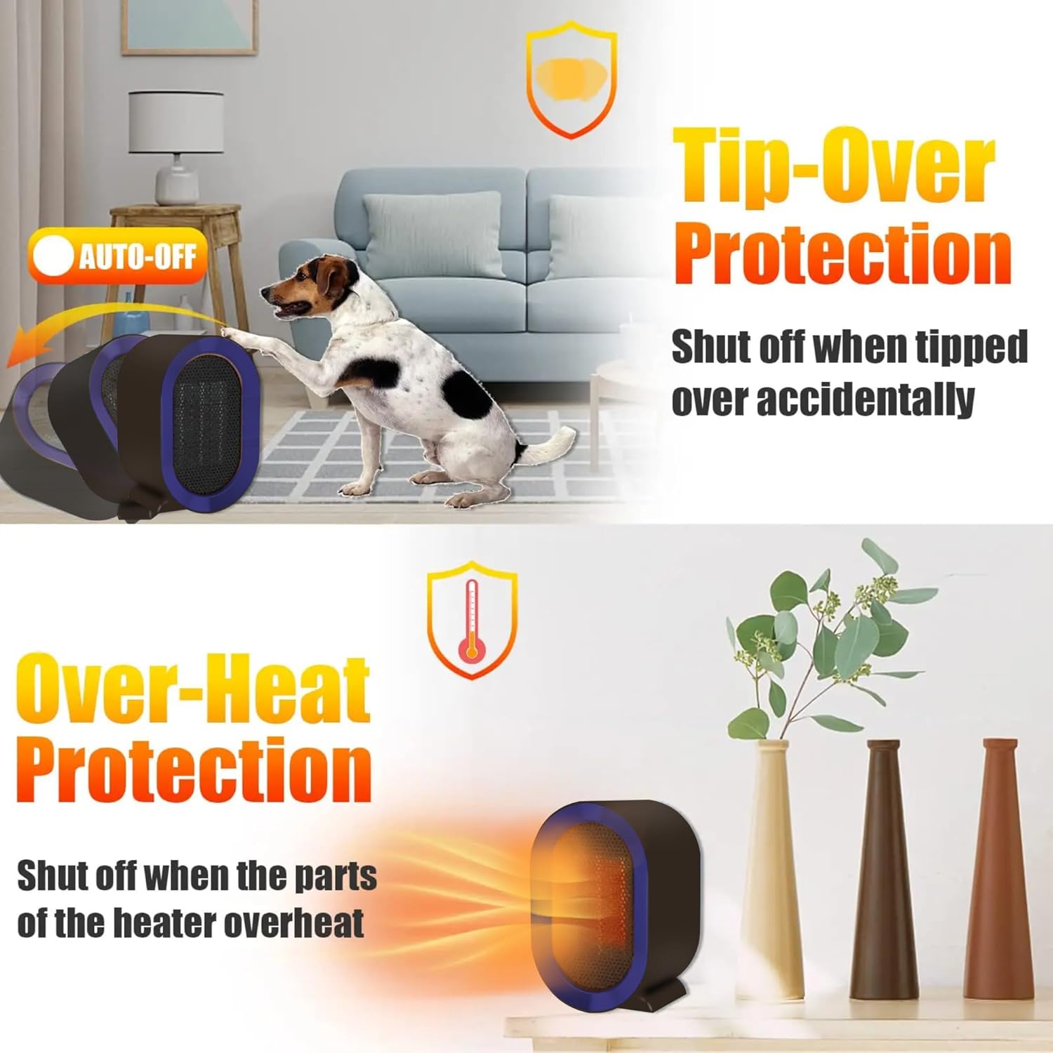 Huihong Matte Purple Electric Space Heater with Thermostat