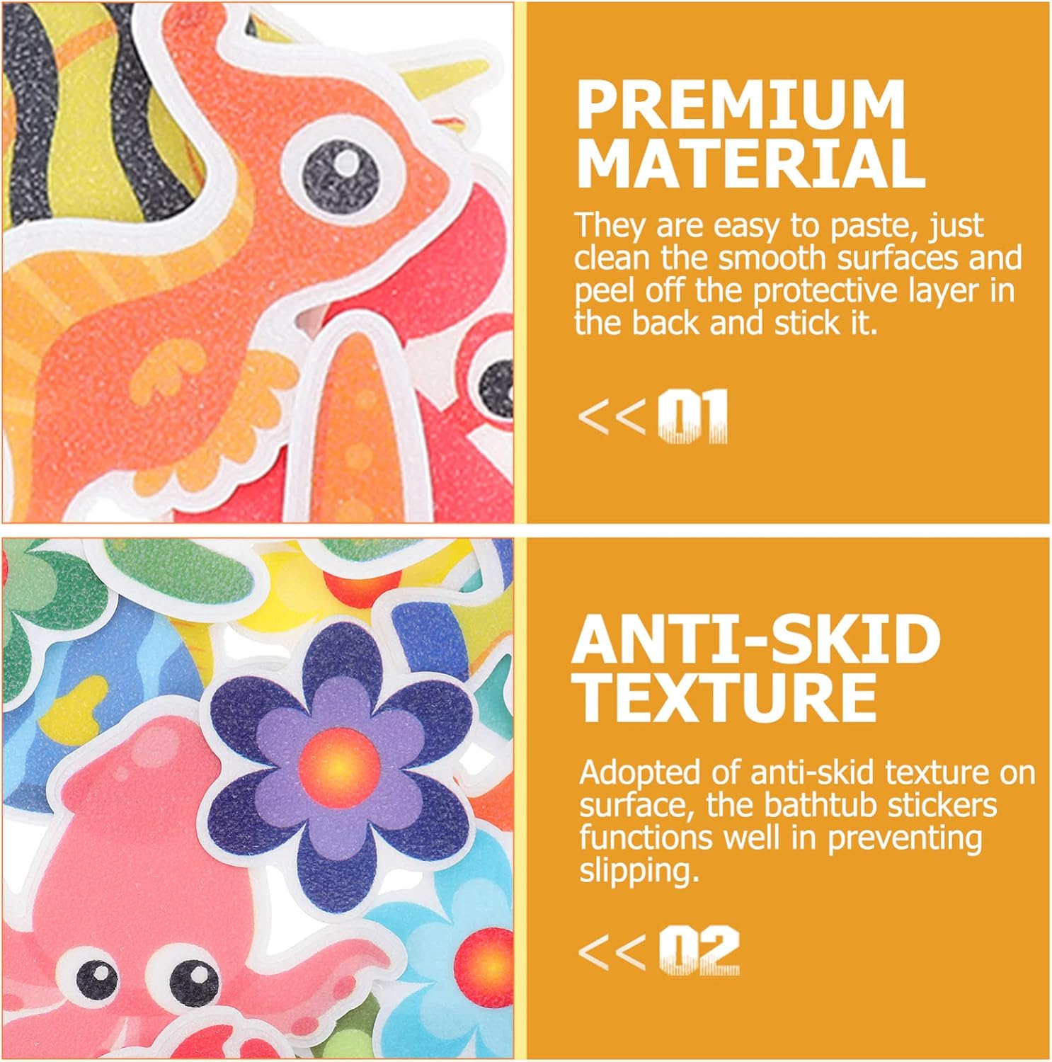 Alipis Non-Slip Bath Stickers Set with Flowers and Turtle Design