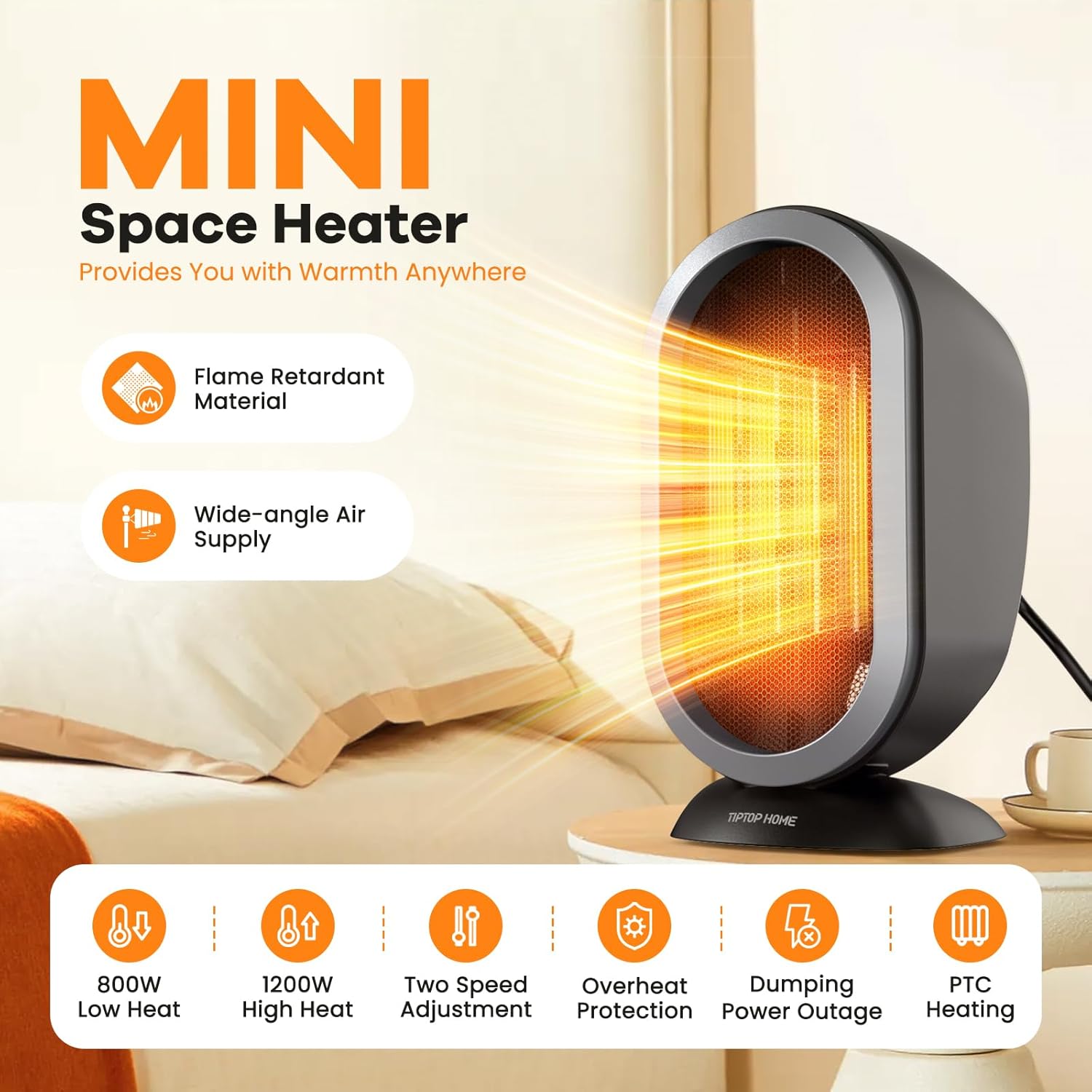 Bubbacare 2S Fast Ceramic Space Heater with Safety Features