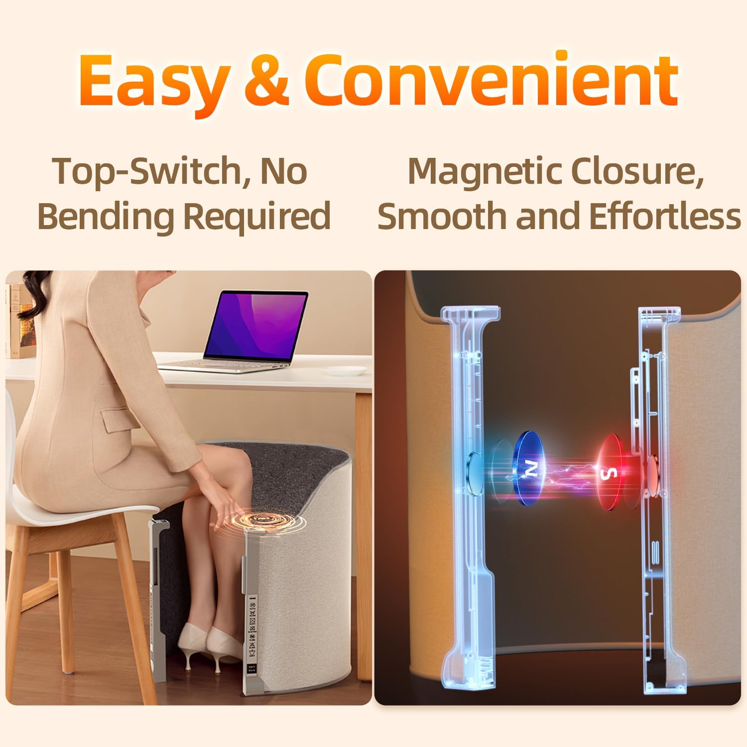 UEMUSI Under Desk Heater - Electric Foot Warmer with Thermostat and Timer