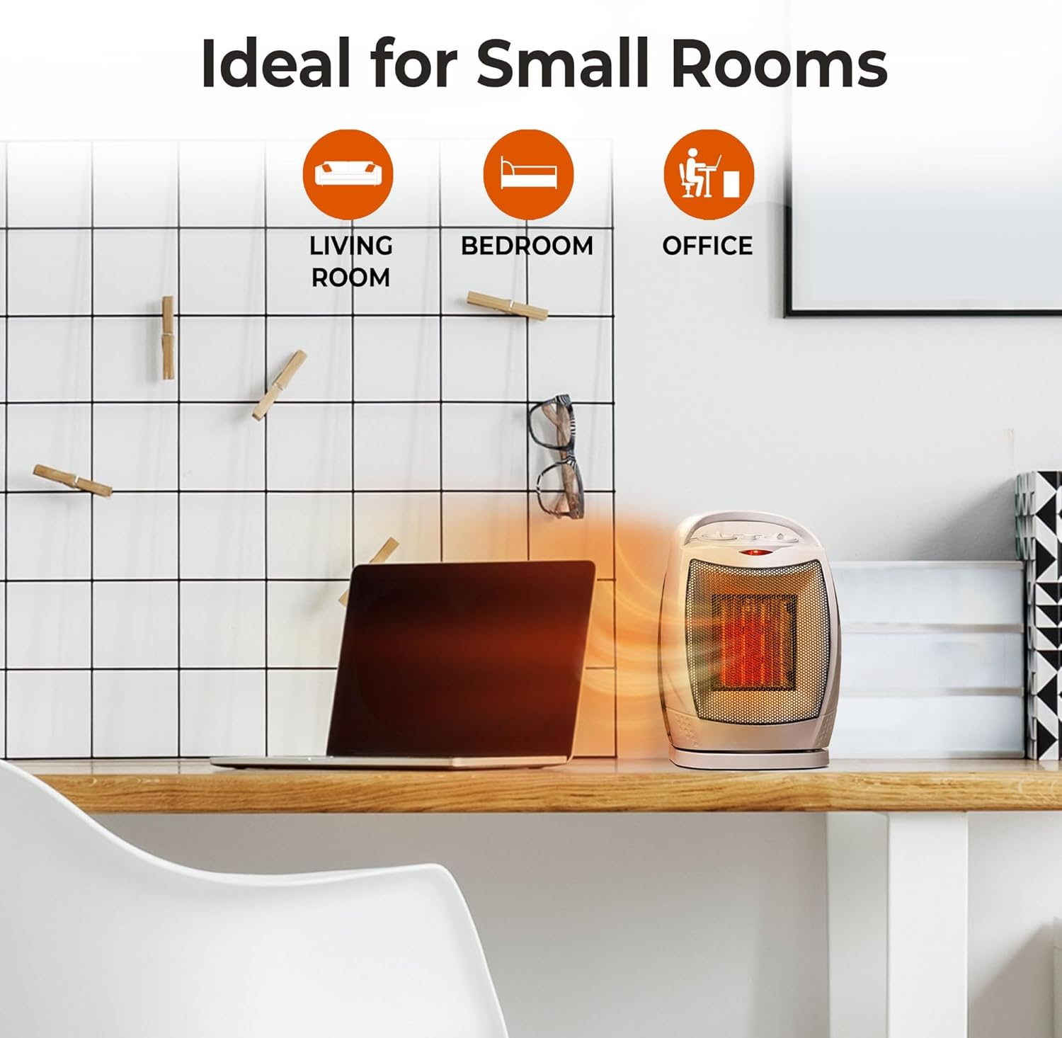 Comfort Zone Oscillating Electric Space Heater with Adjustable Thermostat and Safety Features