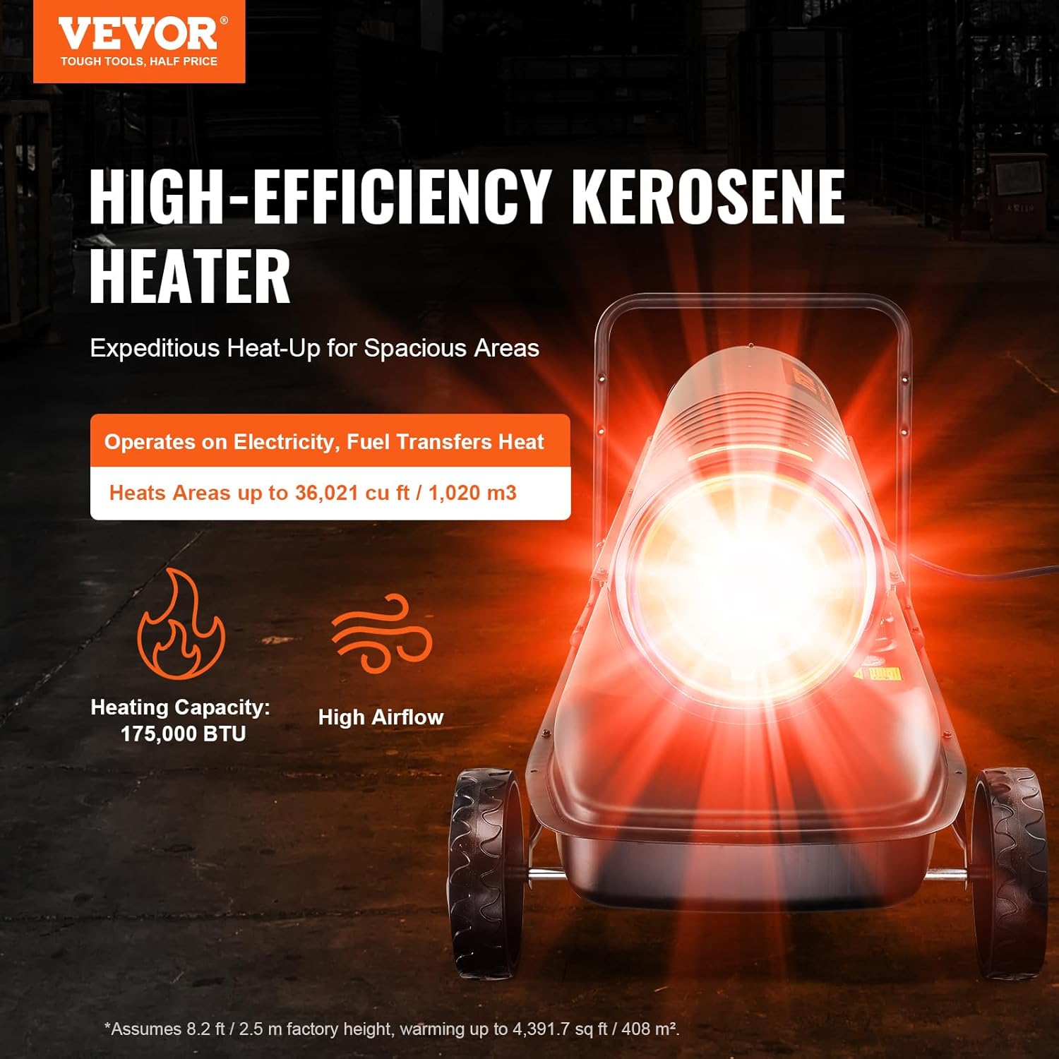 VEVOR Kerosene Heater 175000 BTU with 132 Gallon Tank
