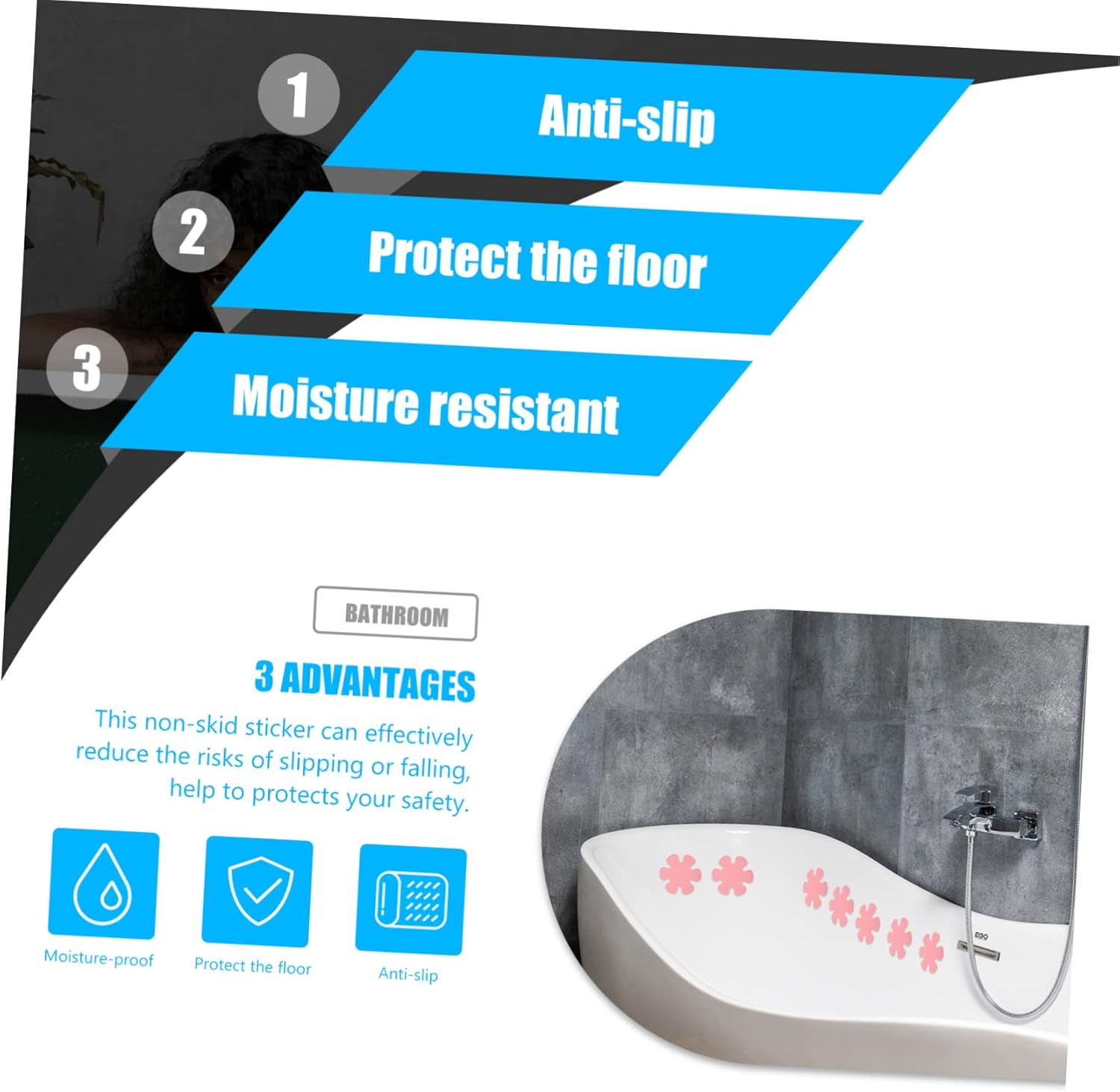 Cabilock Non Slip Snowflake Bathtub Stickers