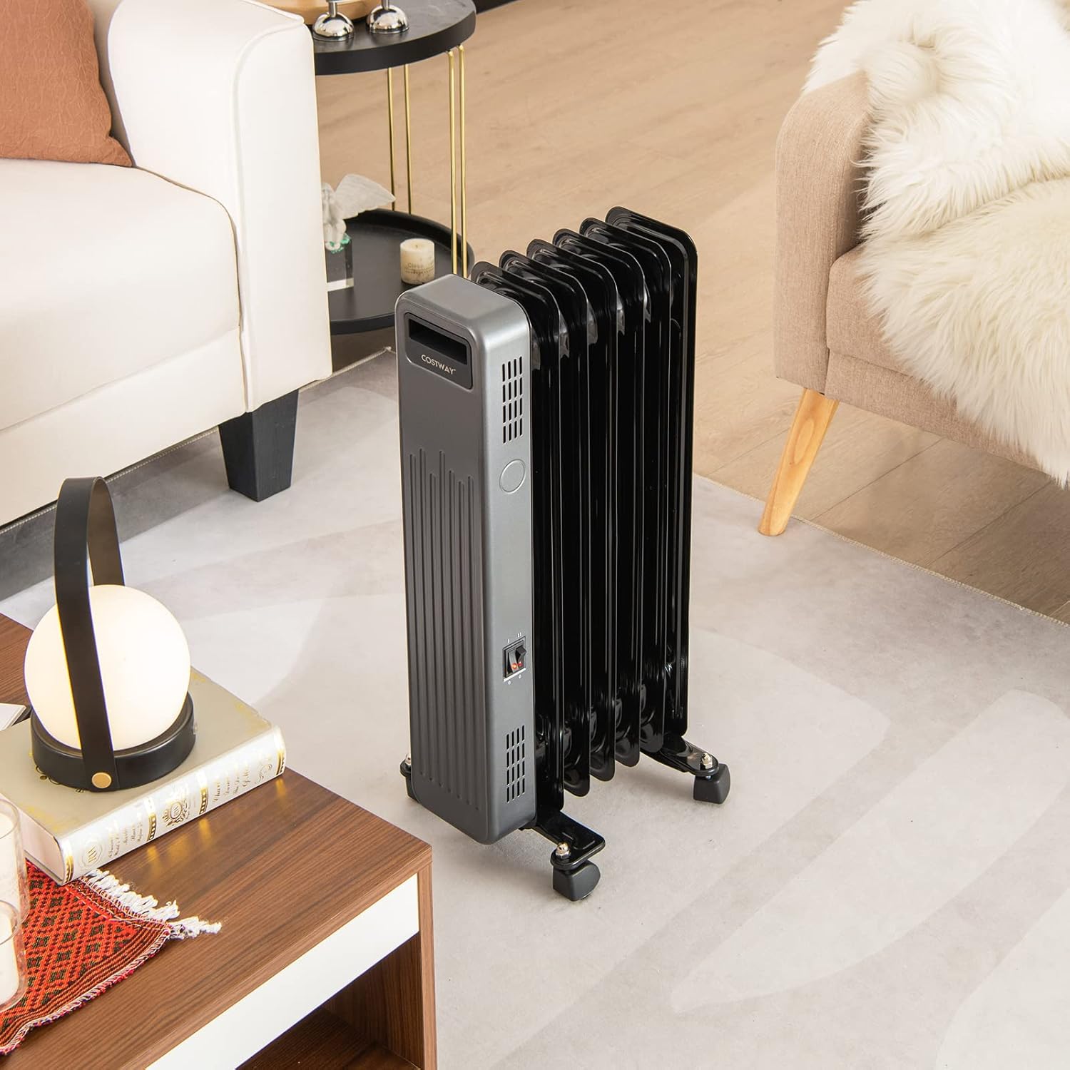 COSTWAY 1500W Oil Filled Radiator Heater with 3 Heat Levels