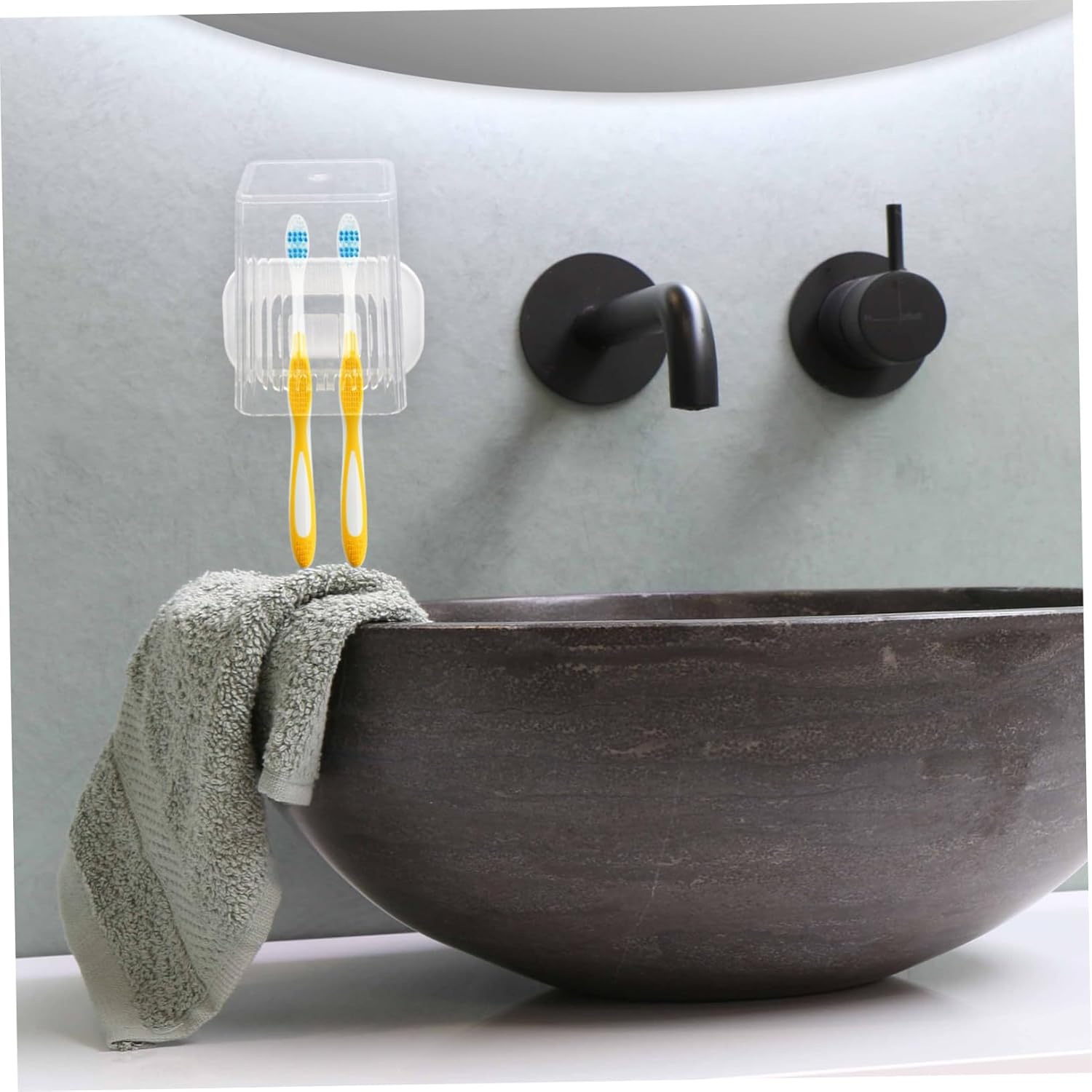 CONGARTENO Wall Mounted Toothbrush Holder Set Organizer with Cup No Drilling Required
