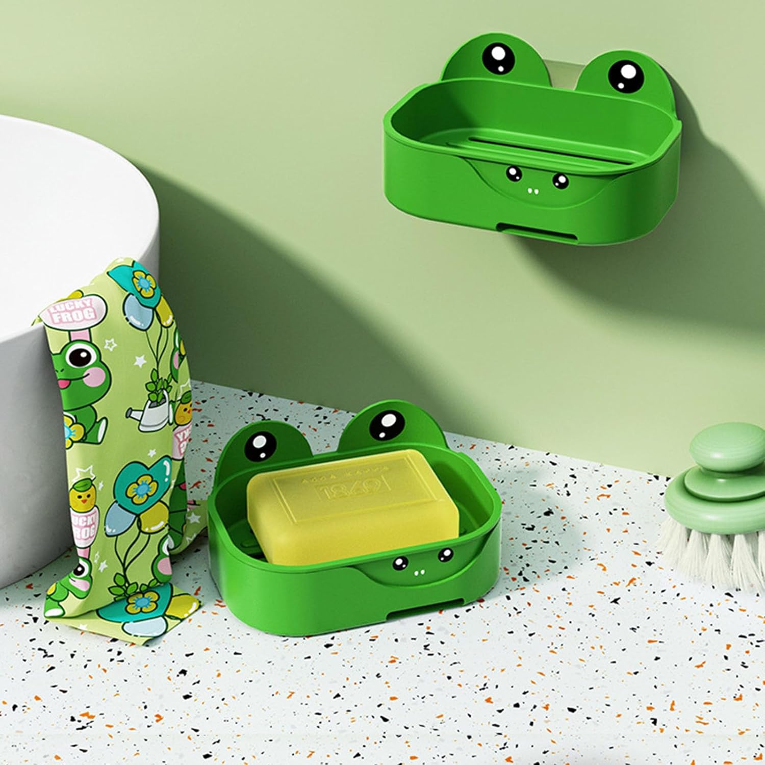 Frogs Wall Soap Dish Double Layer Drainage