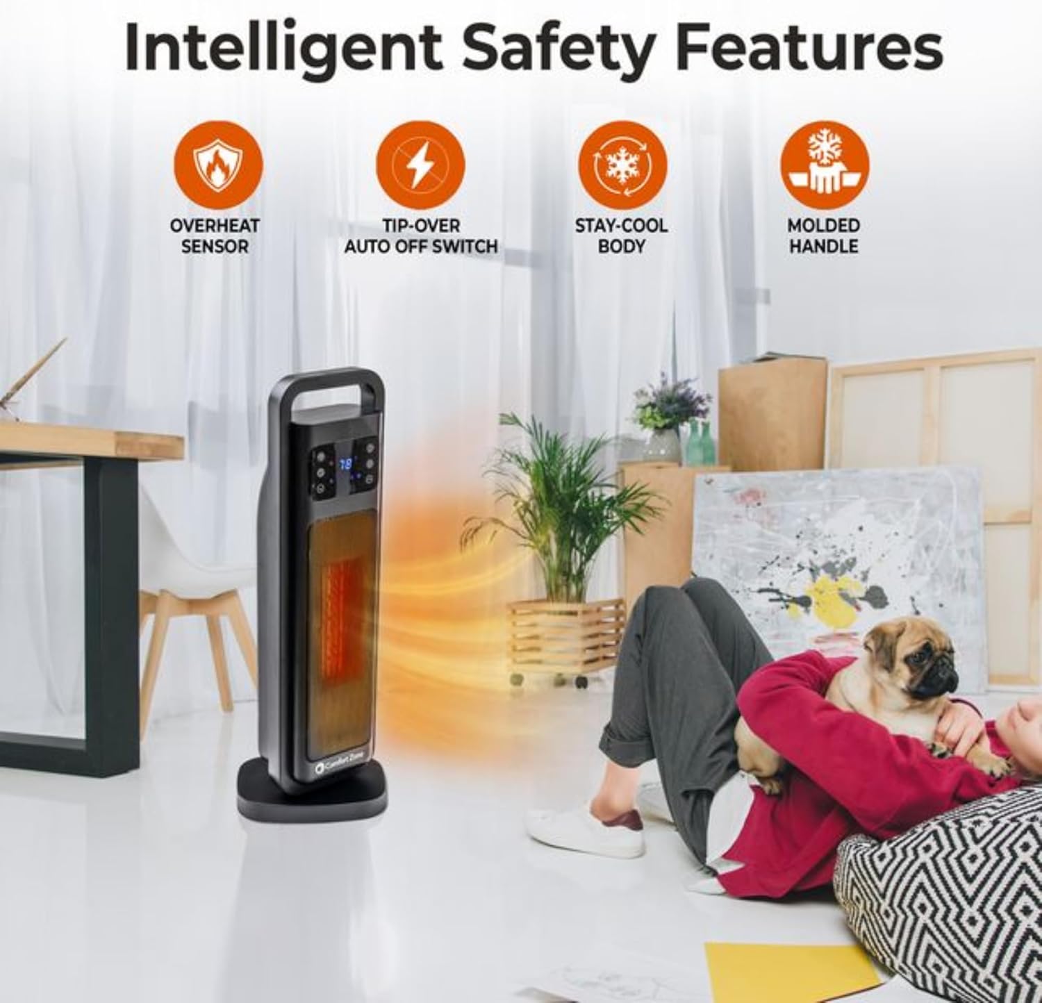 Comfort Zone 26-Inch 1500W Space Heater with Remote Control