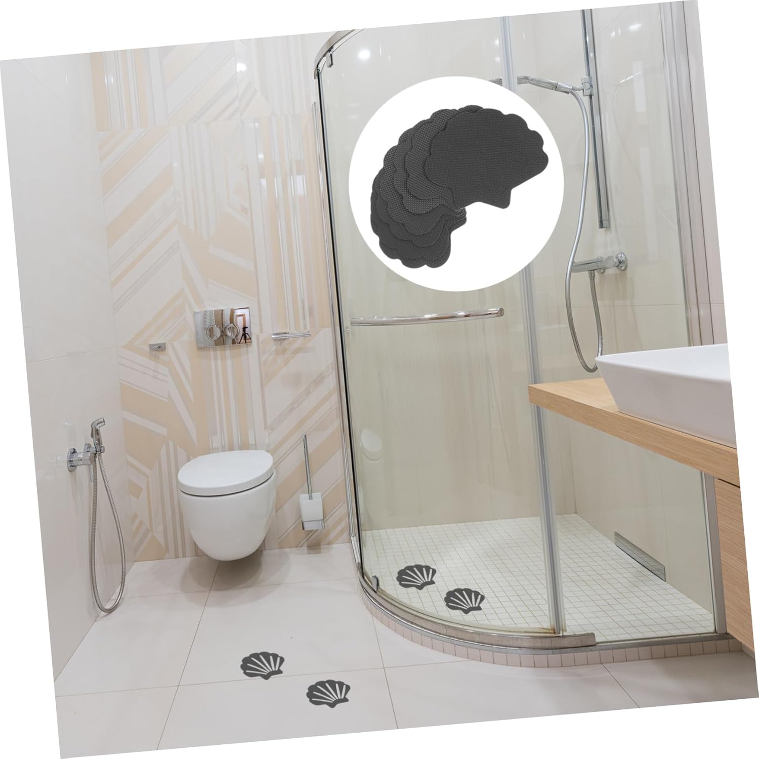 RORPOIR 30Pcs Shell Shaped Non-Slip Bathtub Stickers