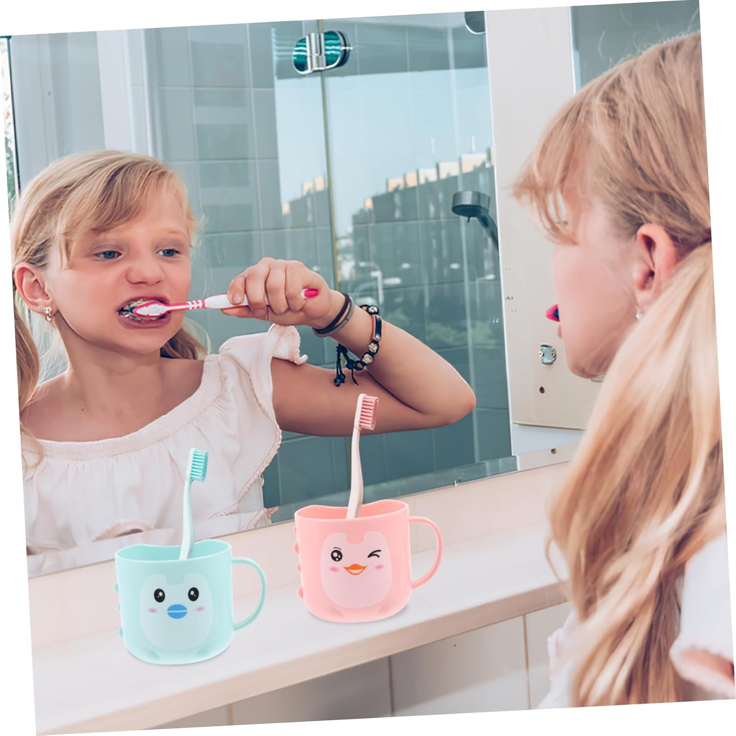 Ciieeo Toddler Frosted Toothbrush Cup for Bathroom