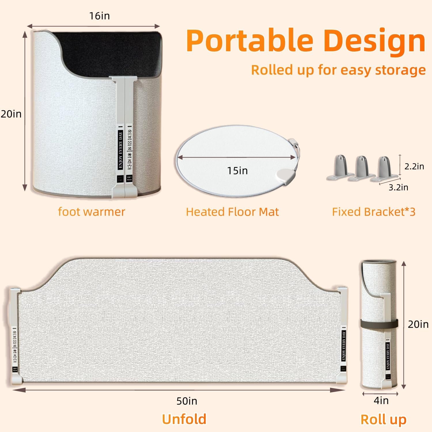 UEMUSI Under Desk Heater - Electric Foot Warmer with Thermostat and Timer