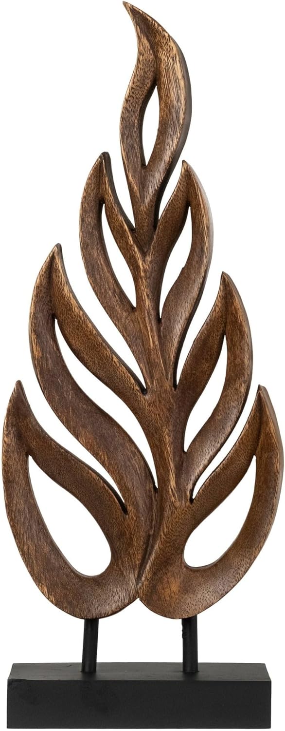 Decozen Wooden Leaf Sculpture - Coffee Table Decor