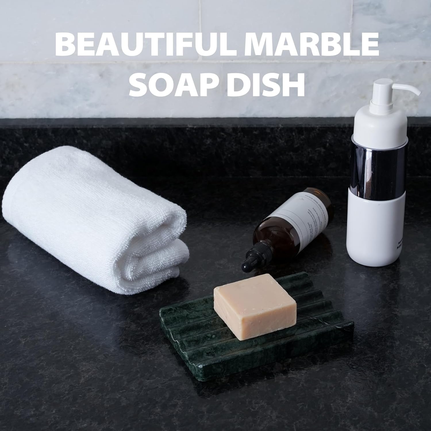 Karibiber Marble Soap Dish with Water Ripple Design