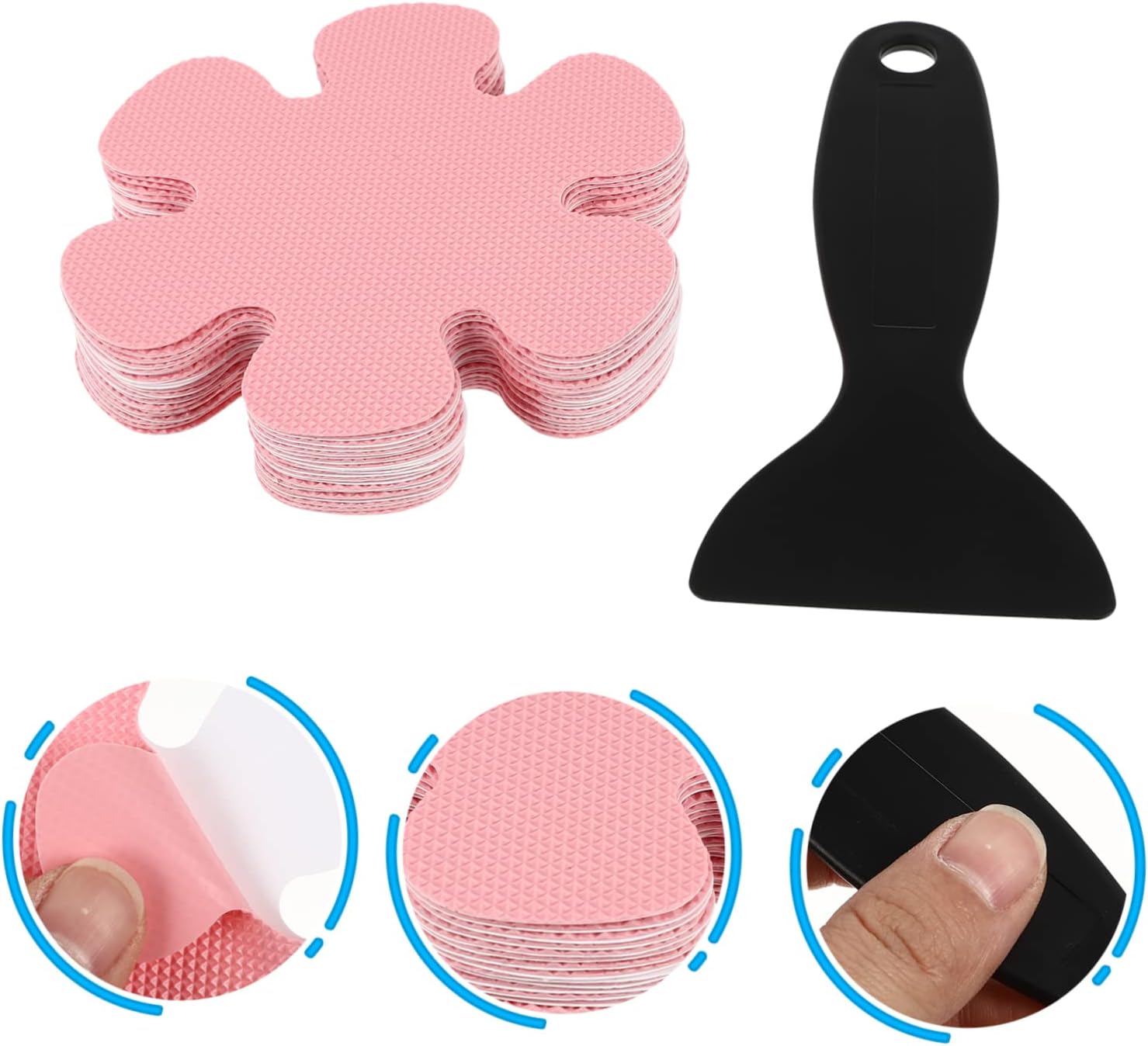 HOOTNEE 1Set Non Skid Bathtub Stickers with Scraper