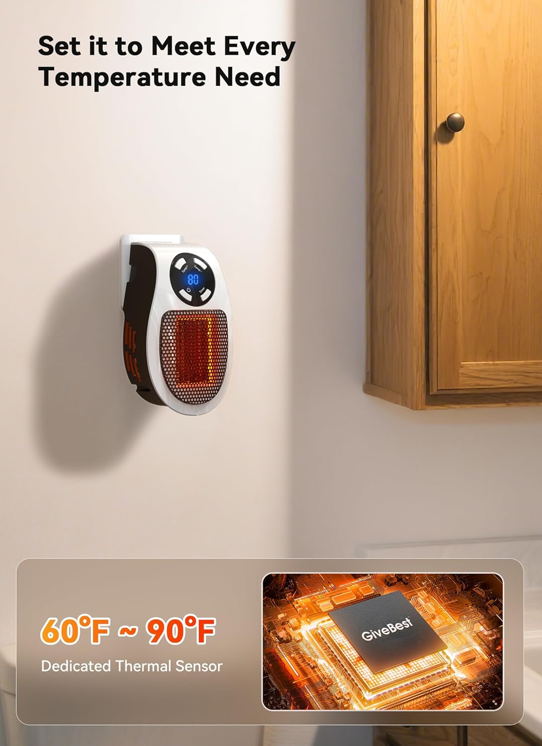 GiveBest 450W Programmable Space Heater with LED Display and Remote Control