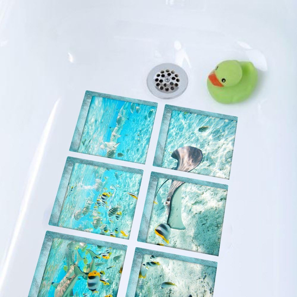 AILEGOU 3D Non-Slip Bathtub Stickers with 6 Animal Designs 1