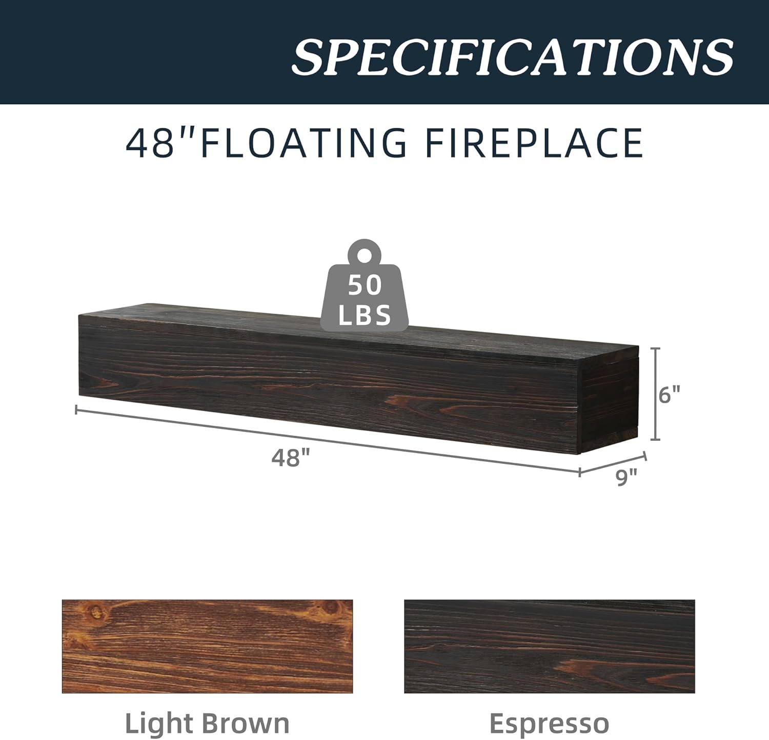 Strawberry Fairy 48 Rustic Wood Mantel for Fireplace