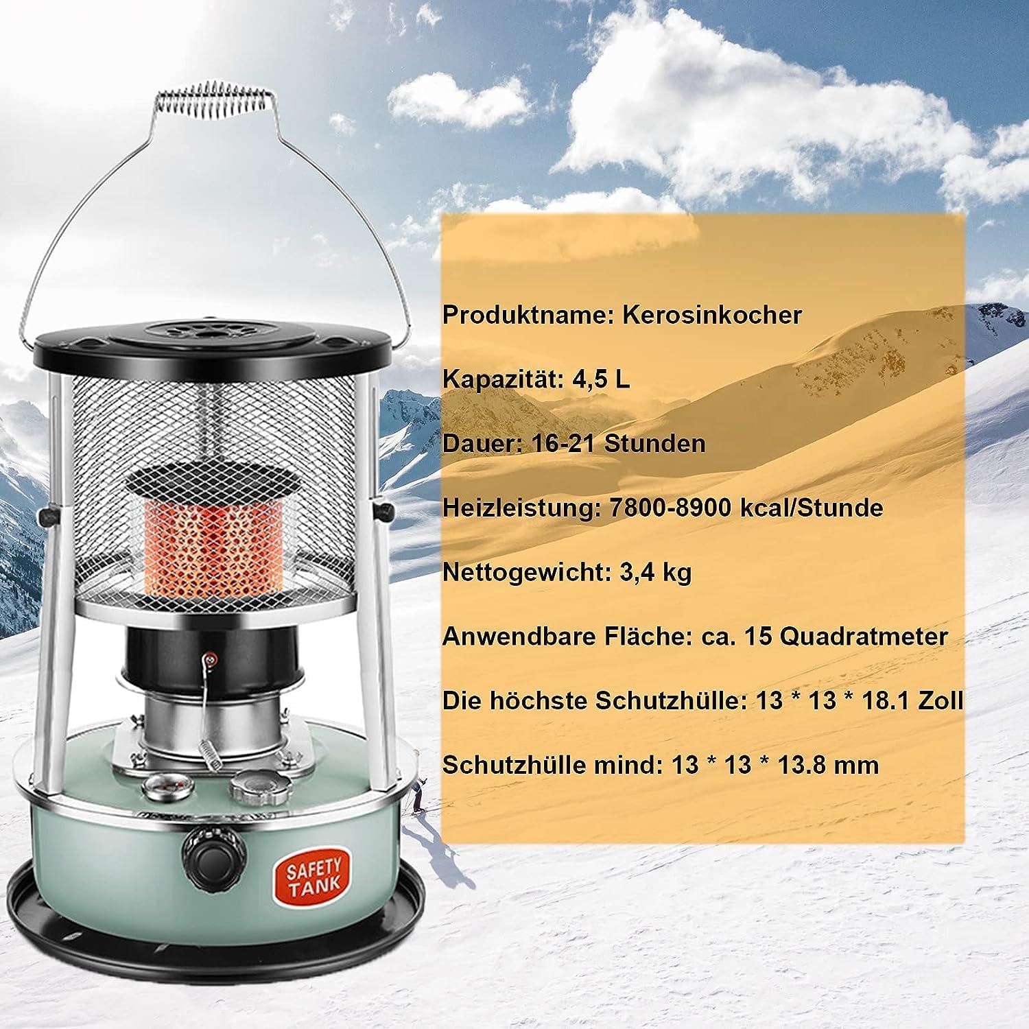 Universal Kerosene Heater with 45L Fuel Tank and Adjustable Power