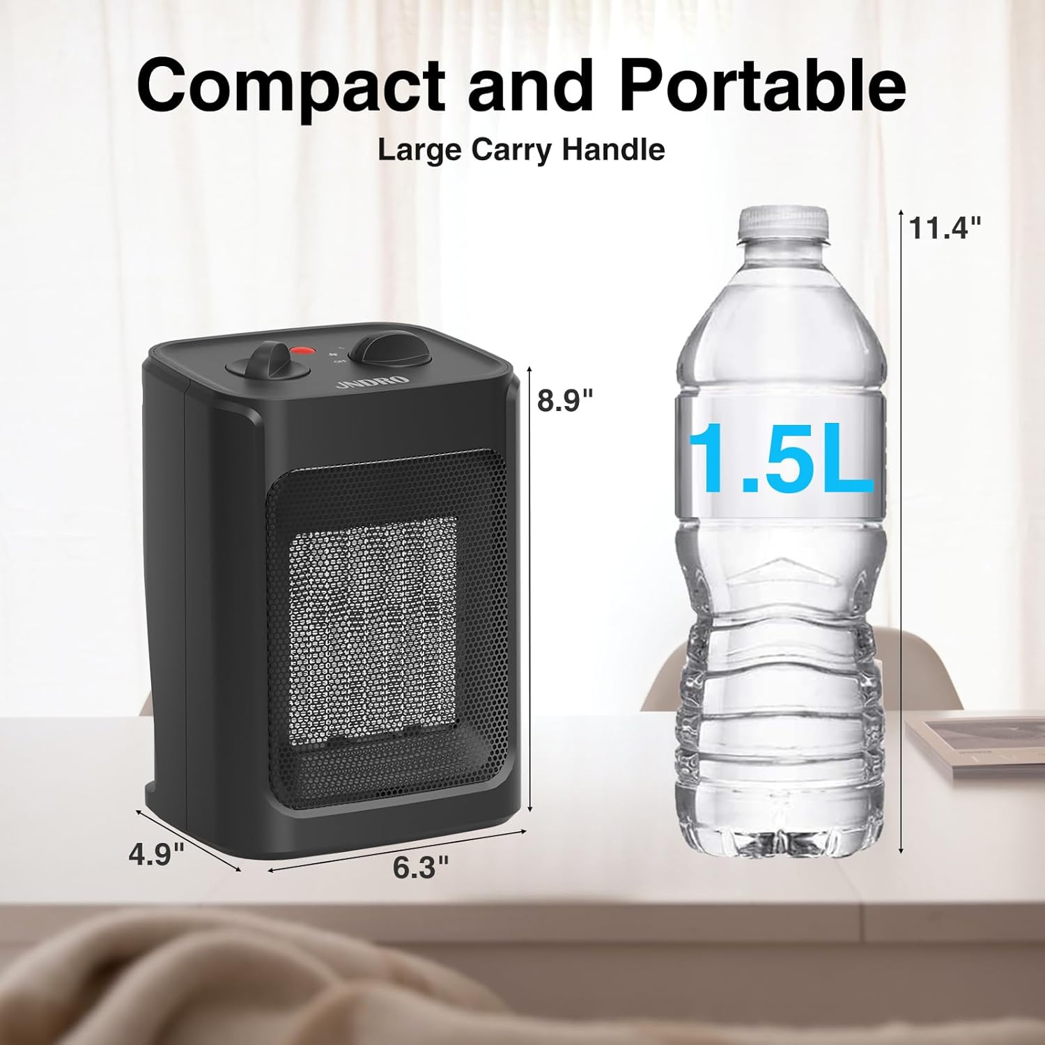 JNDRO 1500W750W Quiet Ceramic Space Heater with Thermostat
